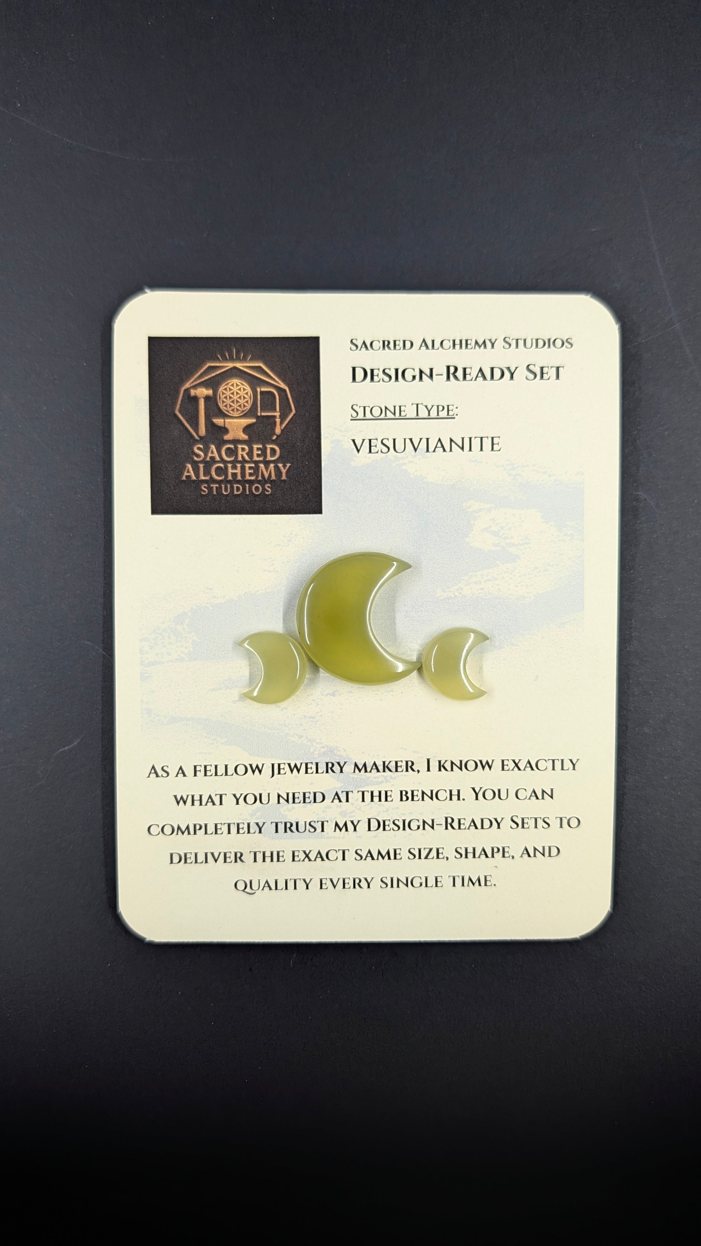Crescent Moon Shape - Vesuvianite - Design Ready
