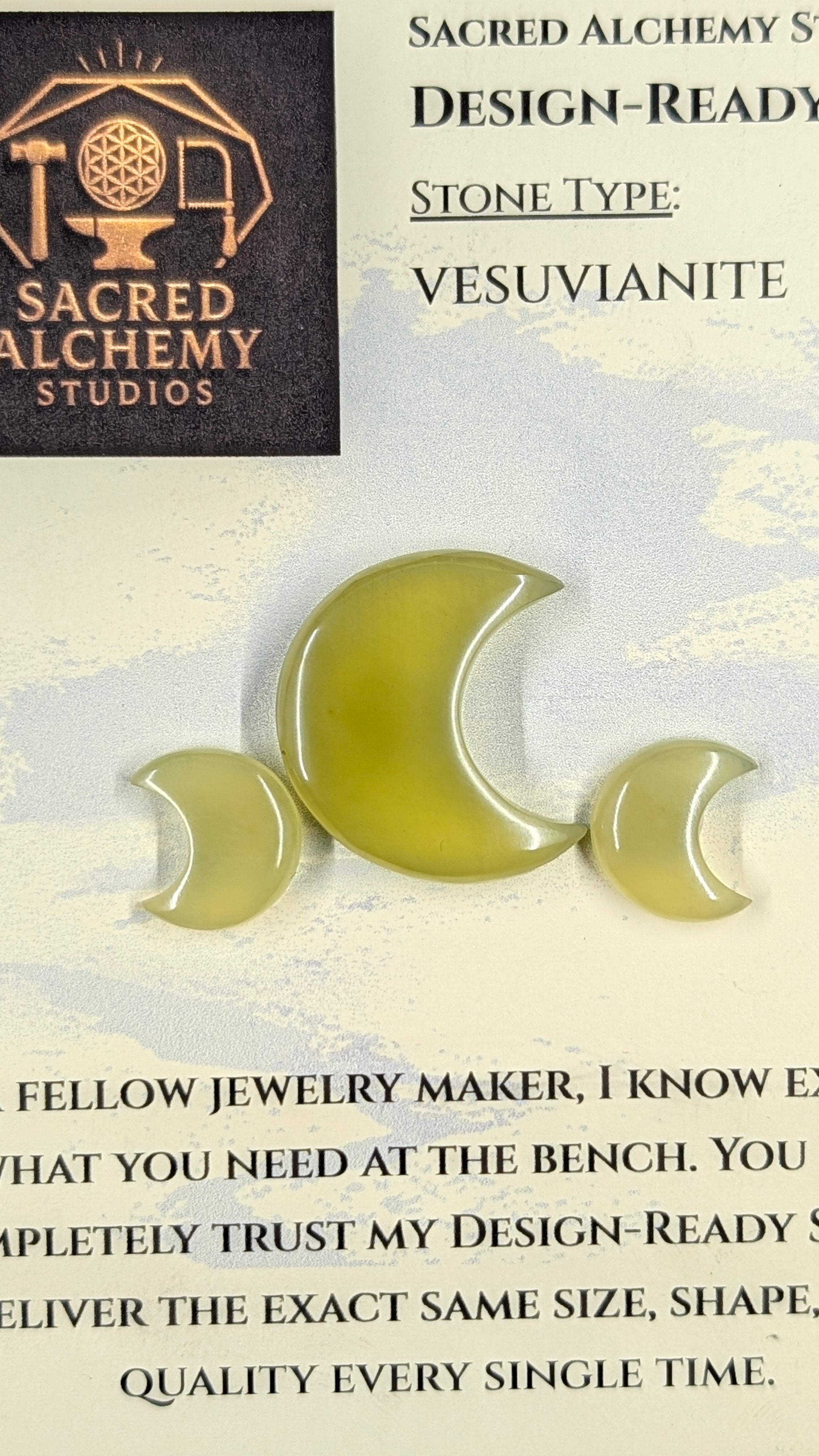 Crescent Moon Shape - Vesuvianite - Design Ready
