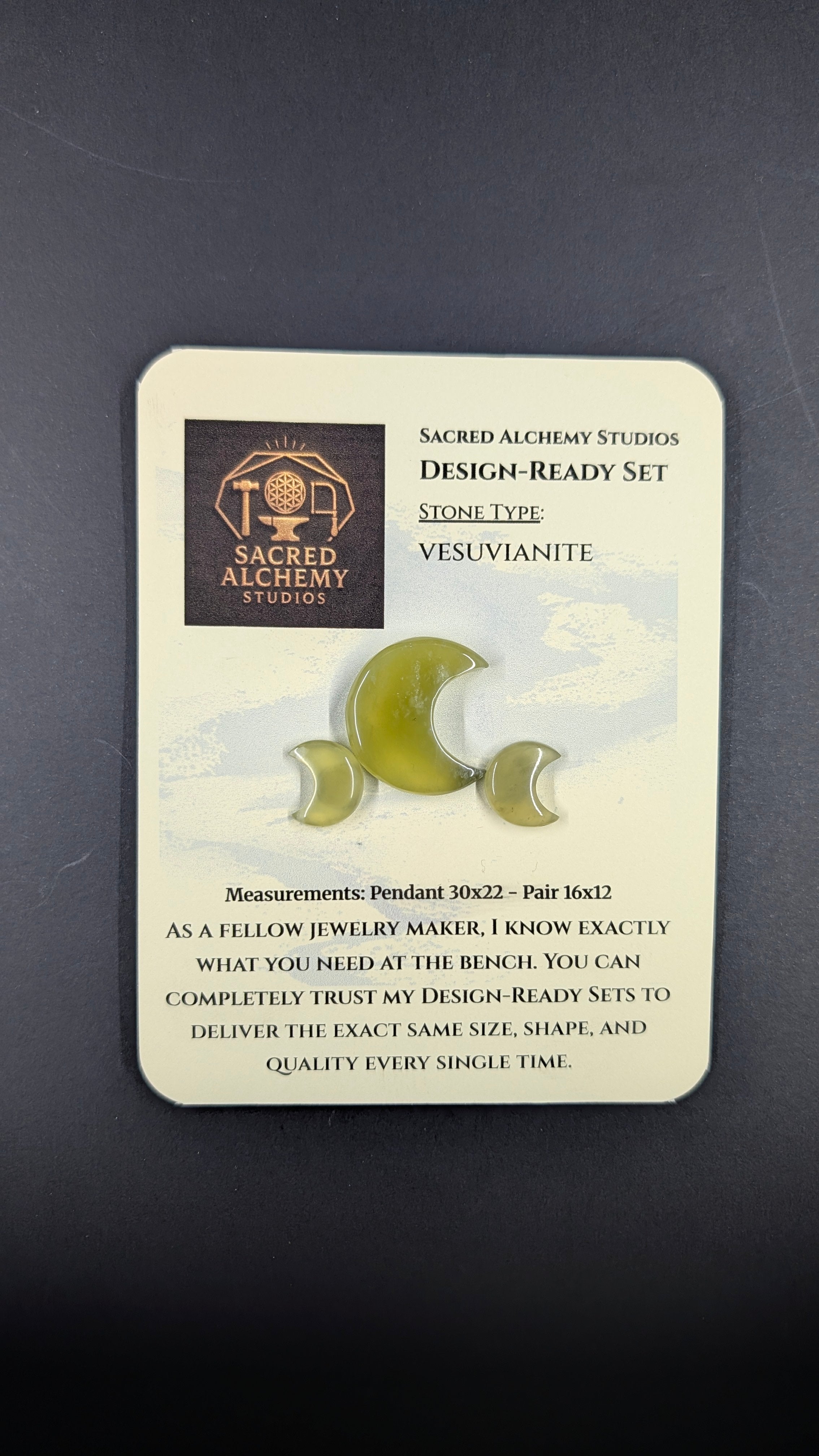 Crescent Moon Shape - Vesuvianite - Design Ready