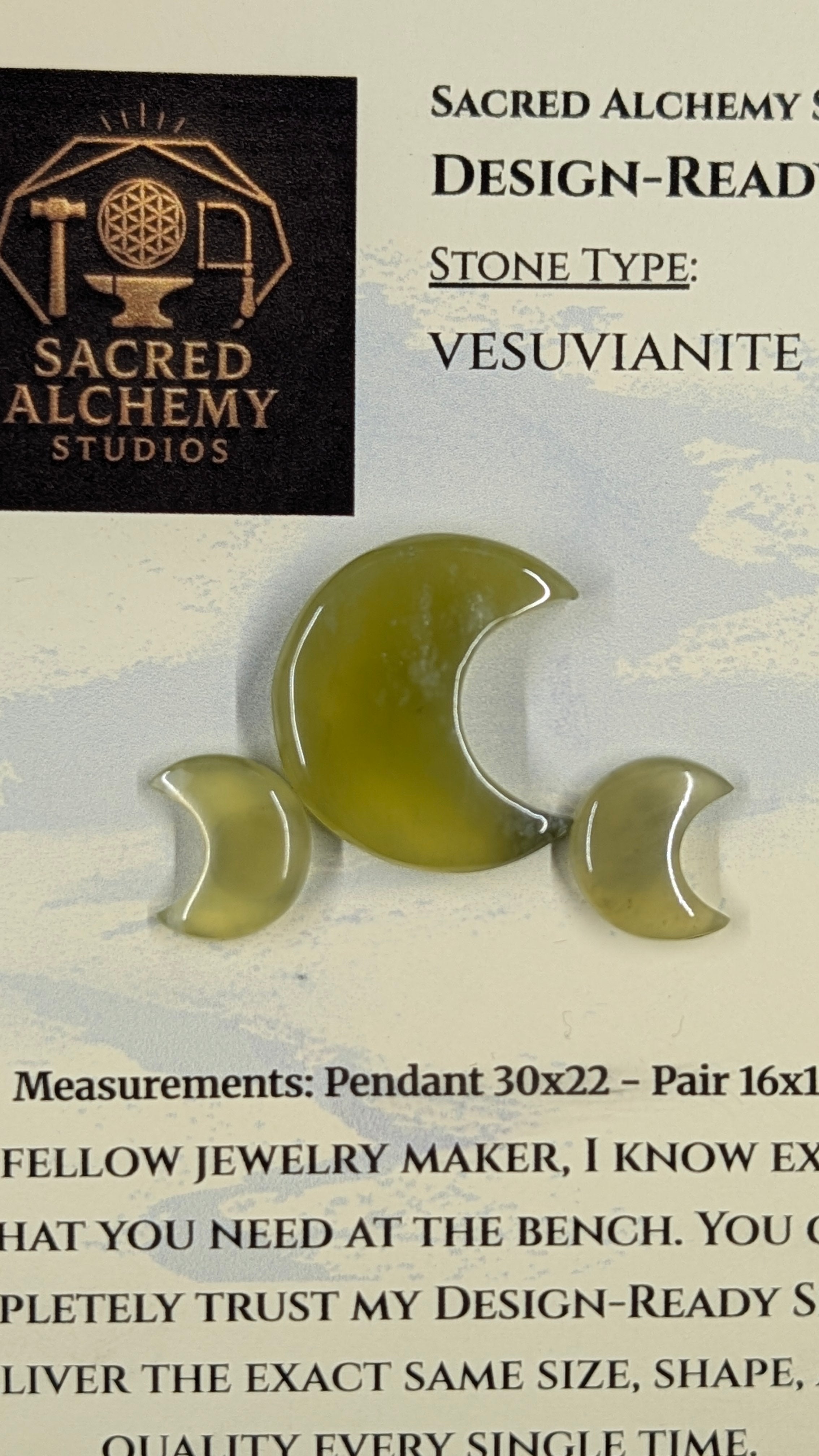 Crescent Moon Shape - Vesuvianite - Design Ready