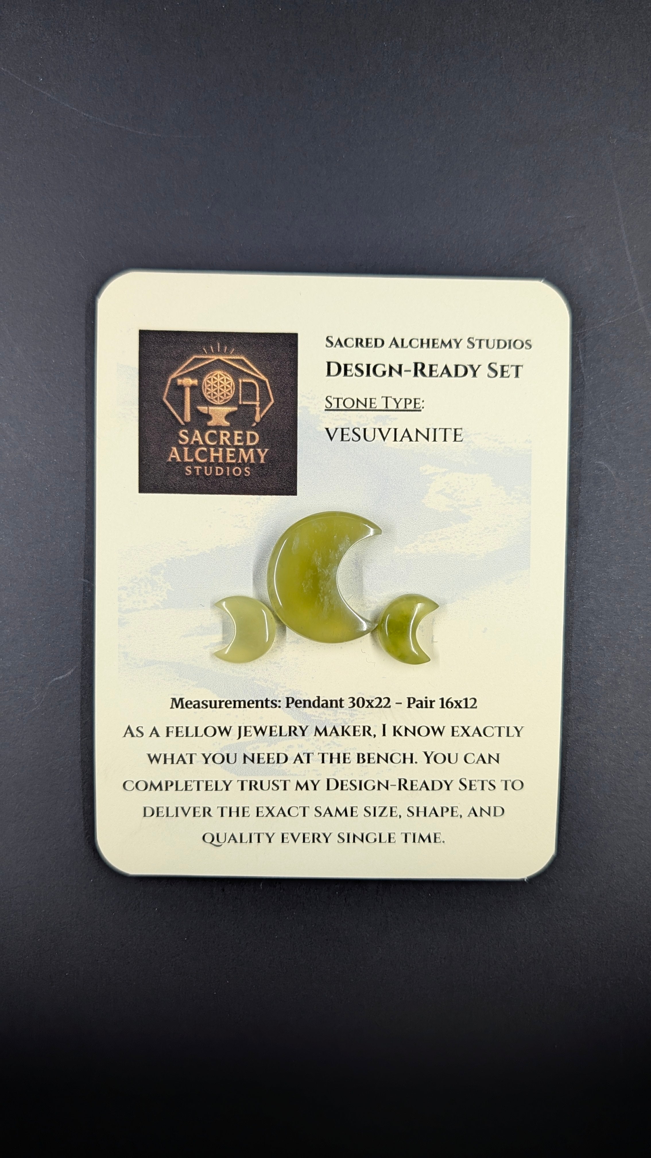 Crescent Moon Shape - Vesuvianite - Design Ready