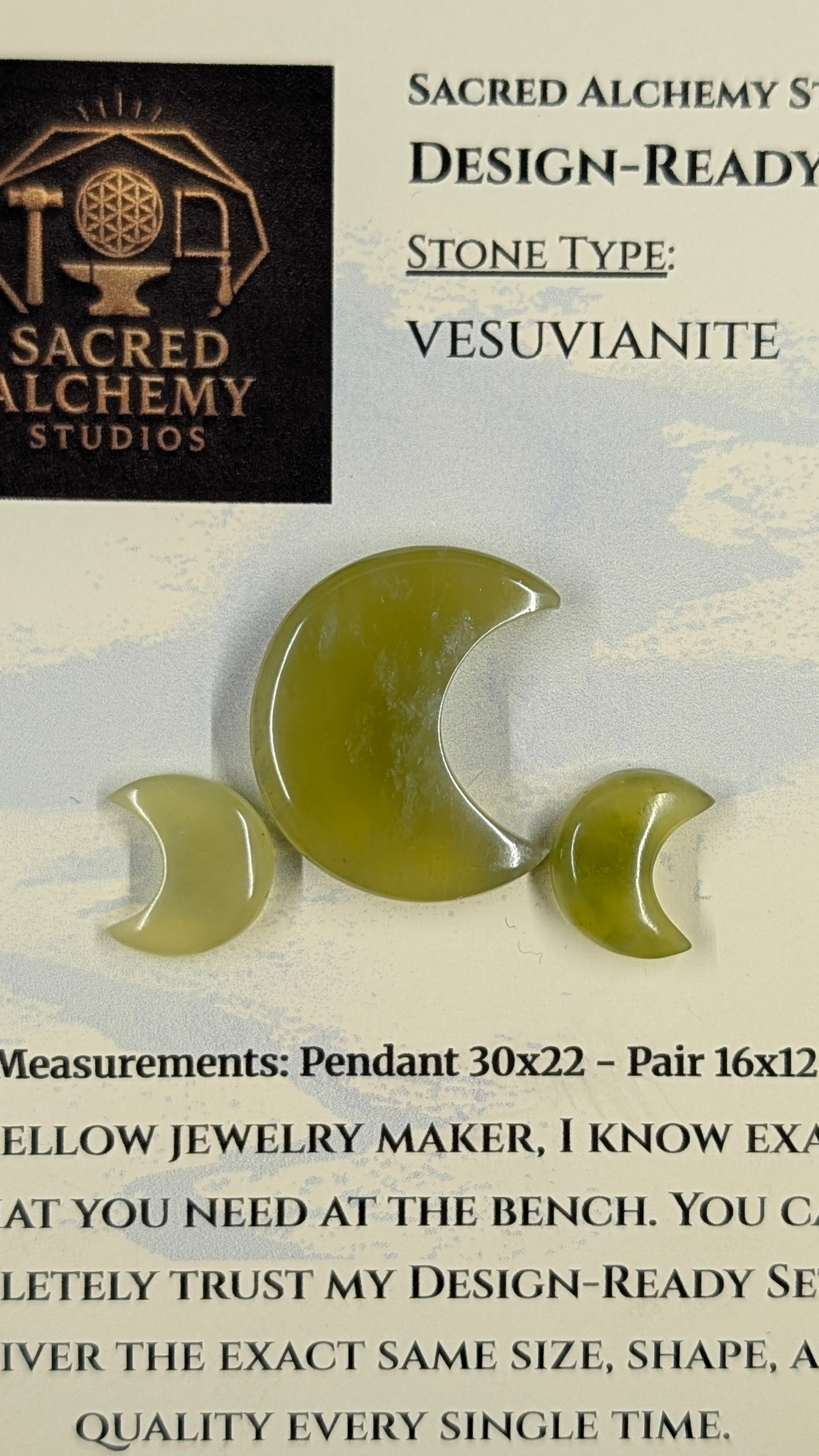 Crescent Moon Shape - Vesuvianite - Design Ready