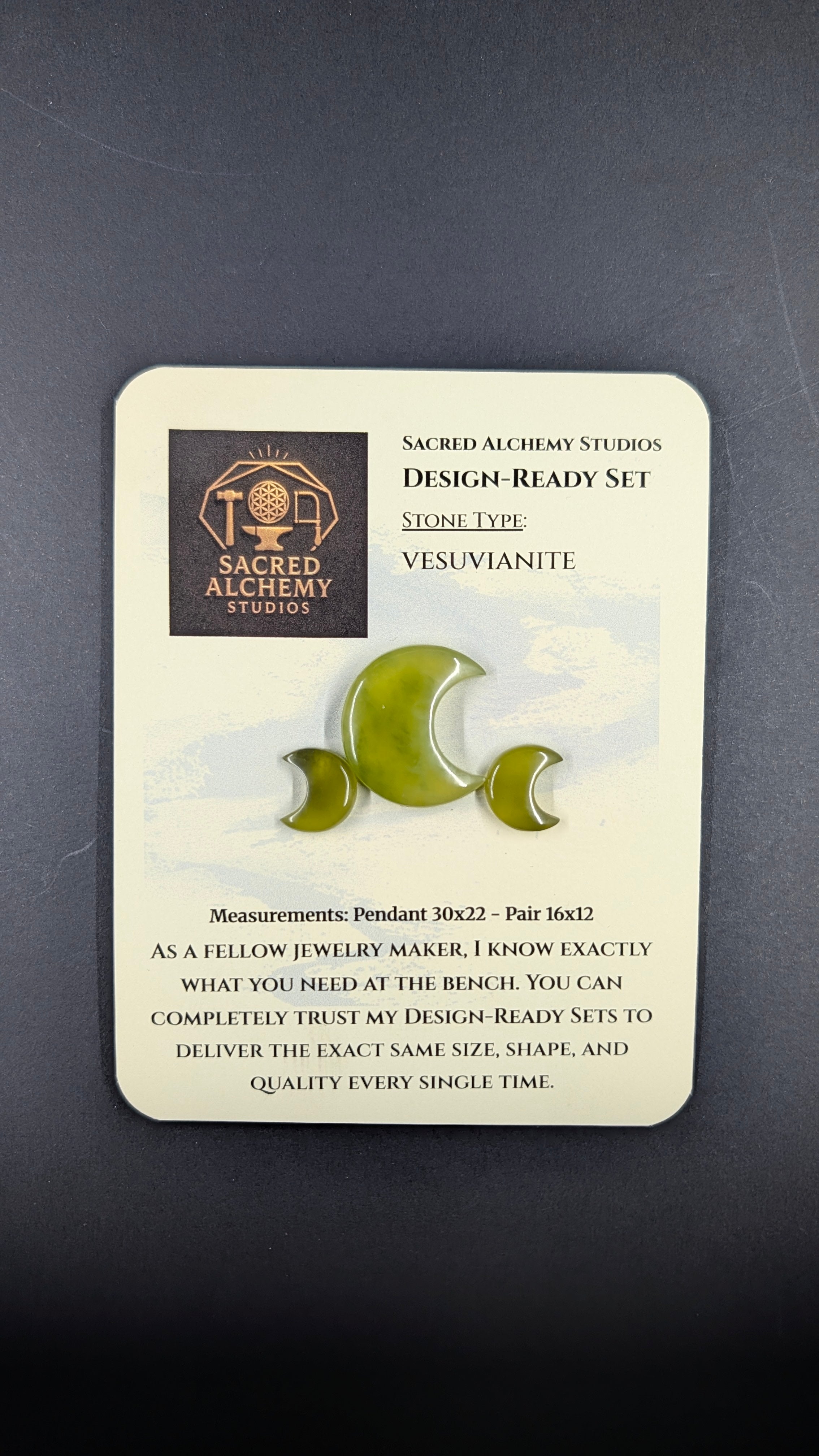 Crescent Moon Shape - Vesuvianite - Design Ready