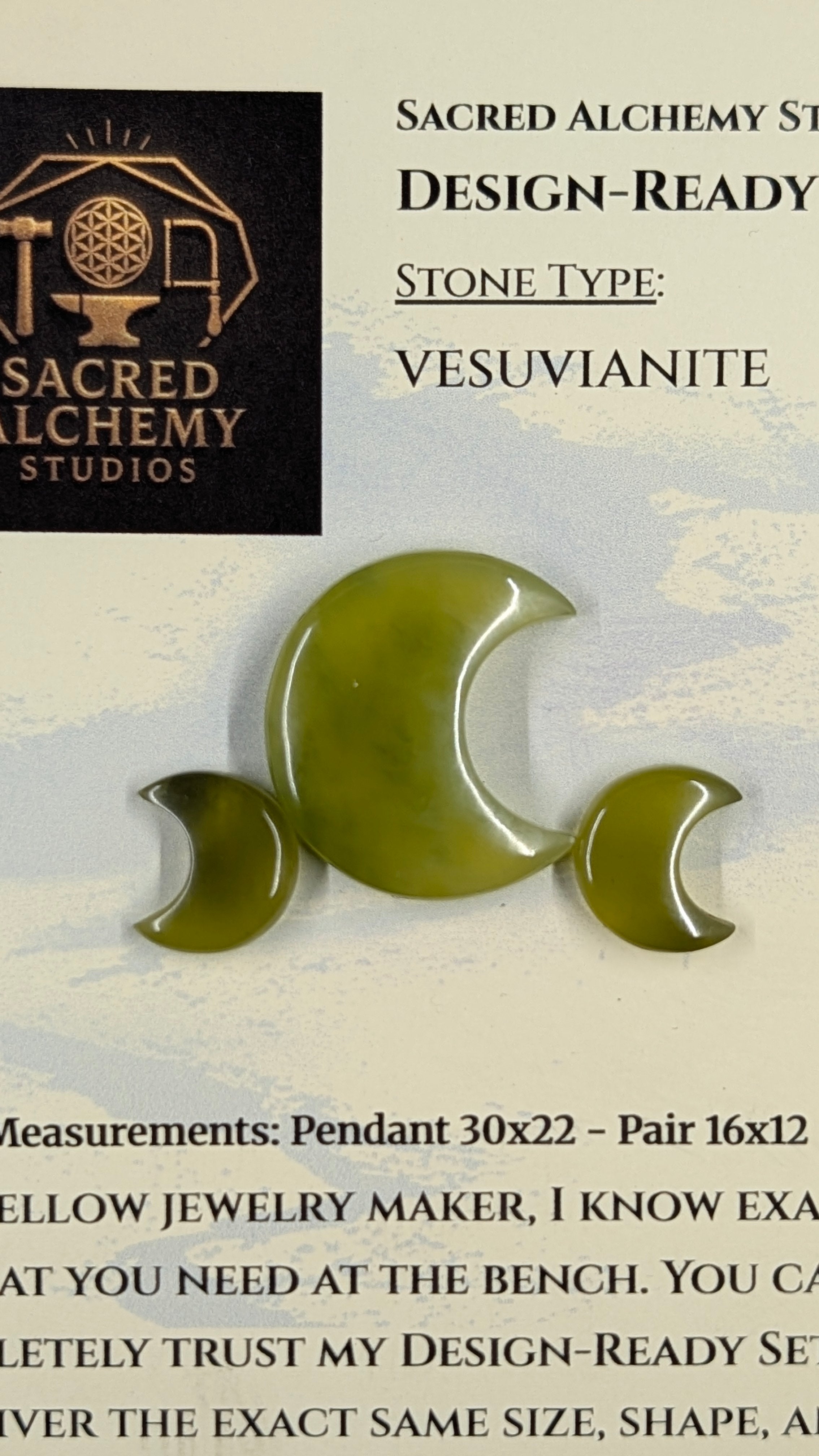 Crescent Moon Shape - Vesuvianite - Design Ready