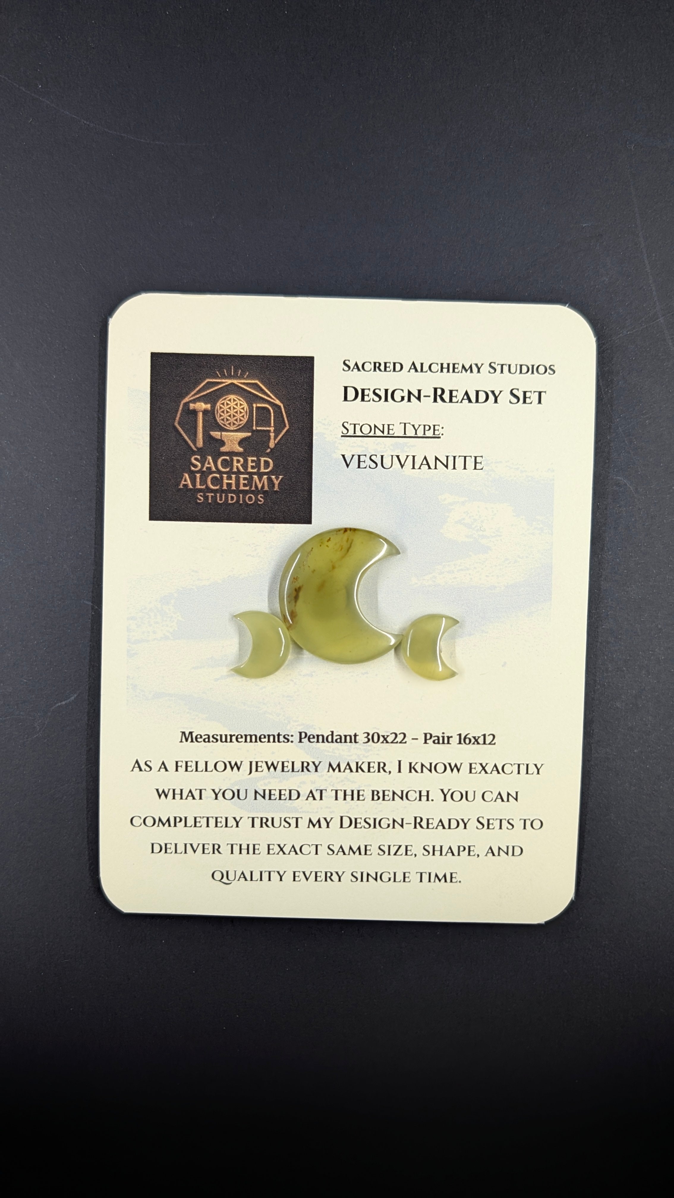 Crescent Moon Shape - Vesuvianite - Design Ready