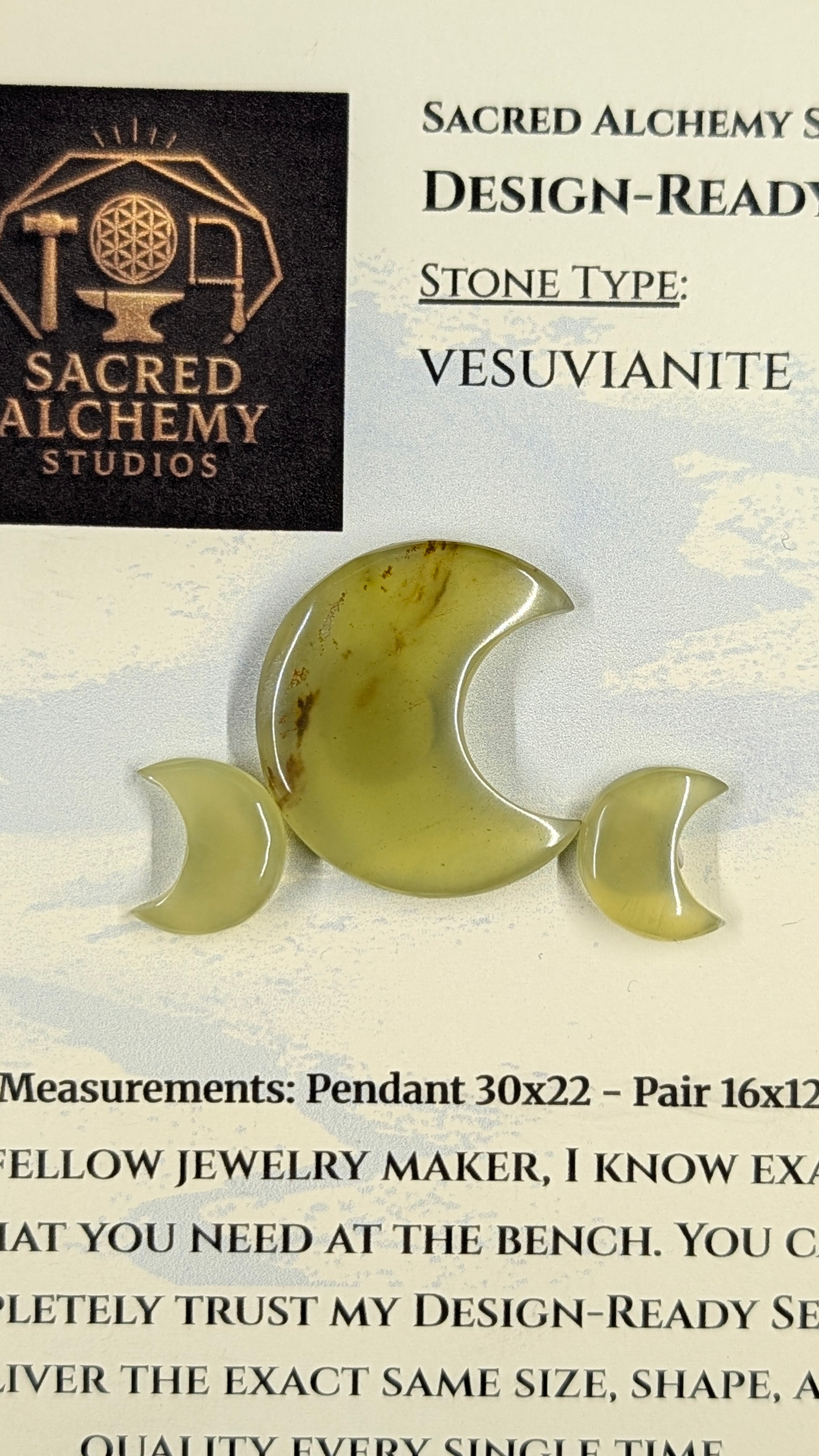 Crescent Moon Shape - Vesuvianite - Design Ready