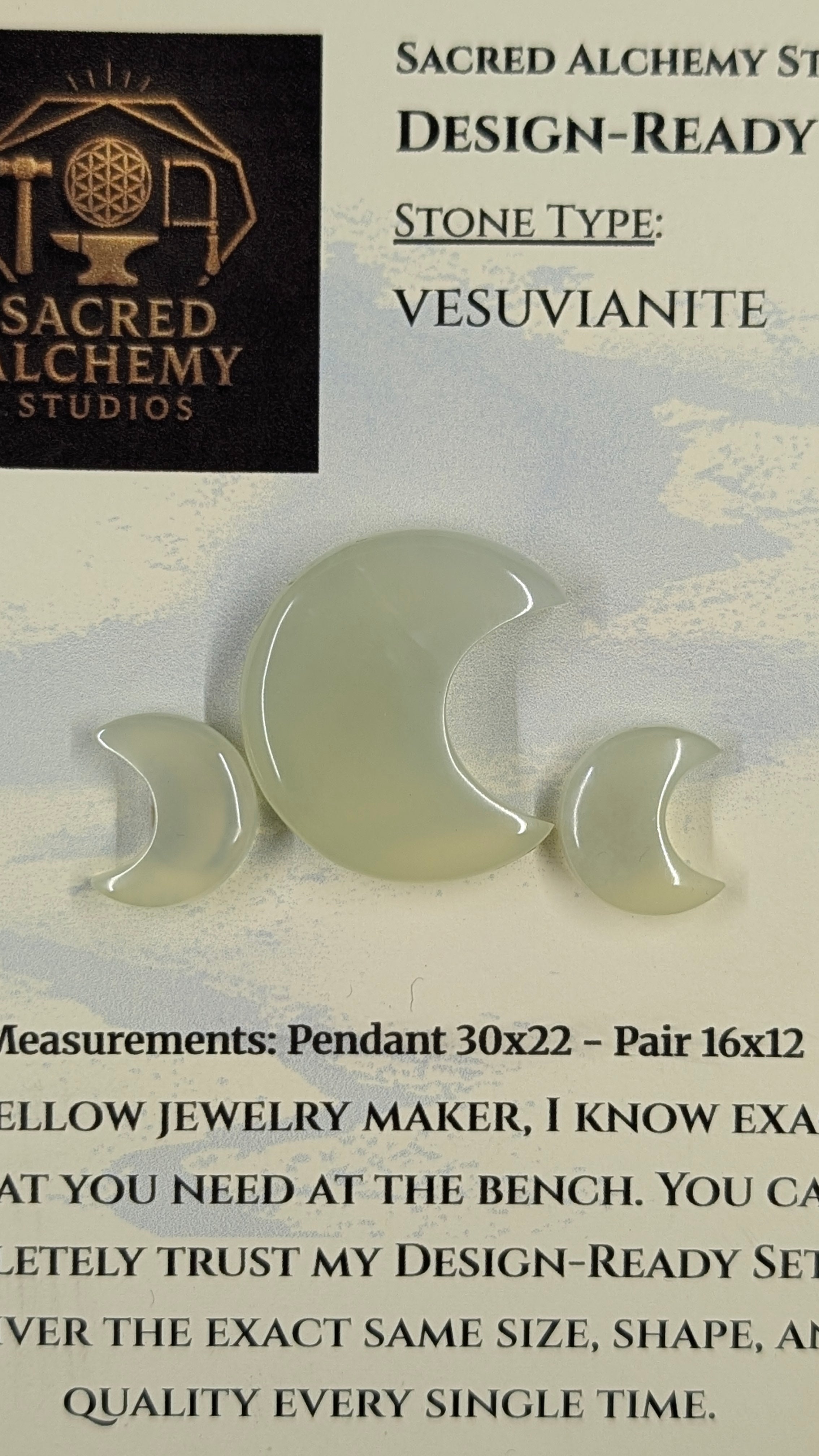 Crescent Moon Shape - Vesuvianite - Design Ready