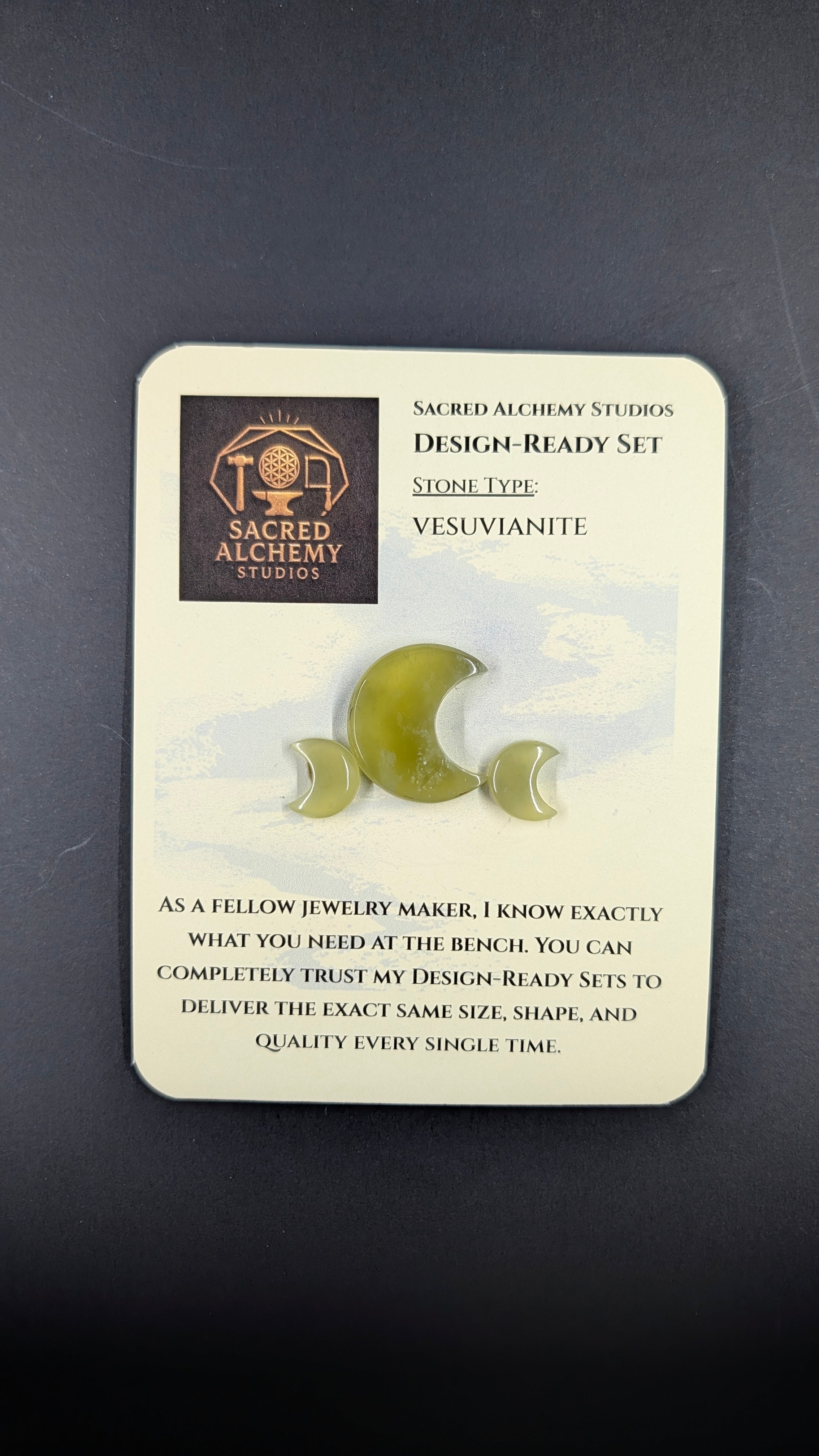 Crescent Moon Shape - Vesuvianite - Design Ready