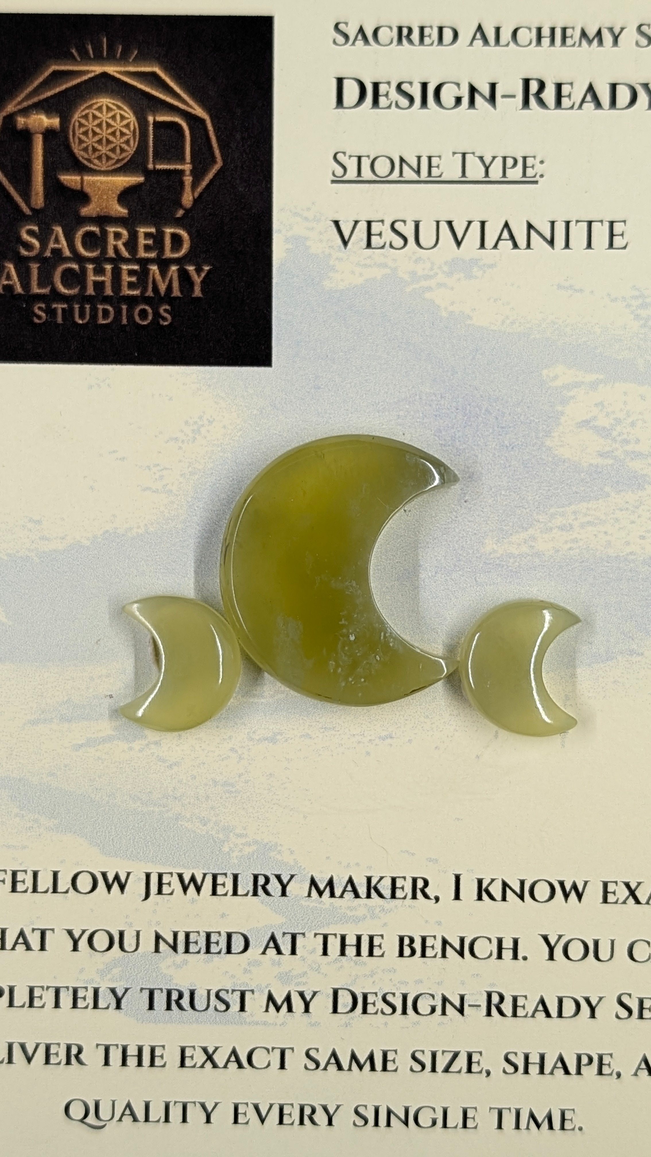 Crescent Moon Shape - Vesuvianite - Design Ready