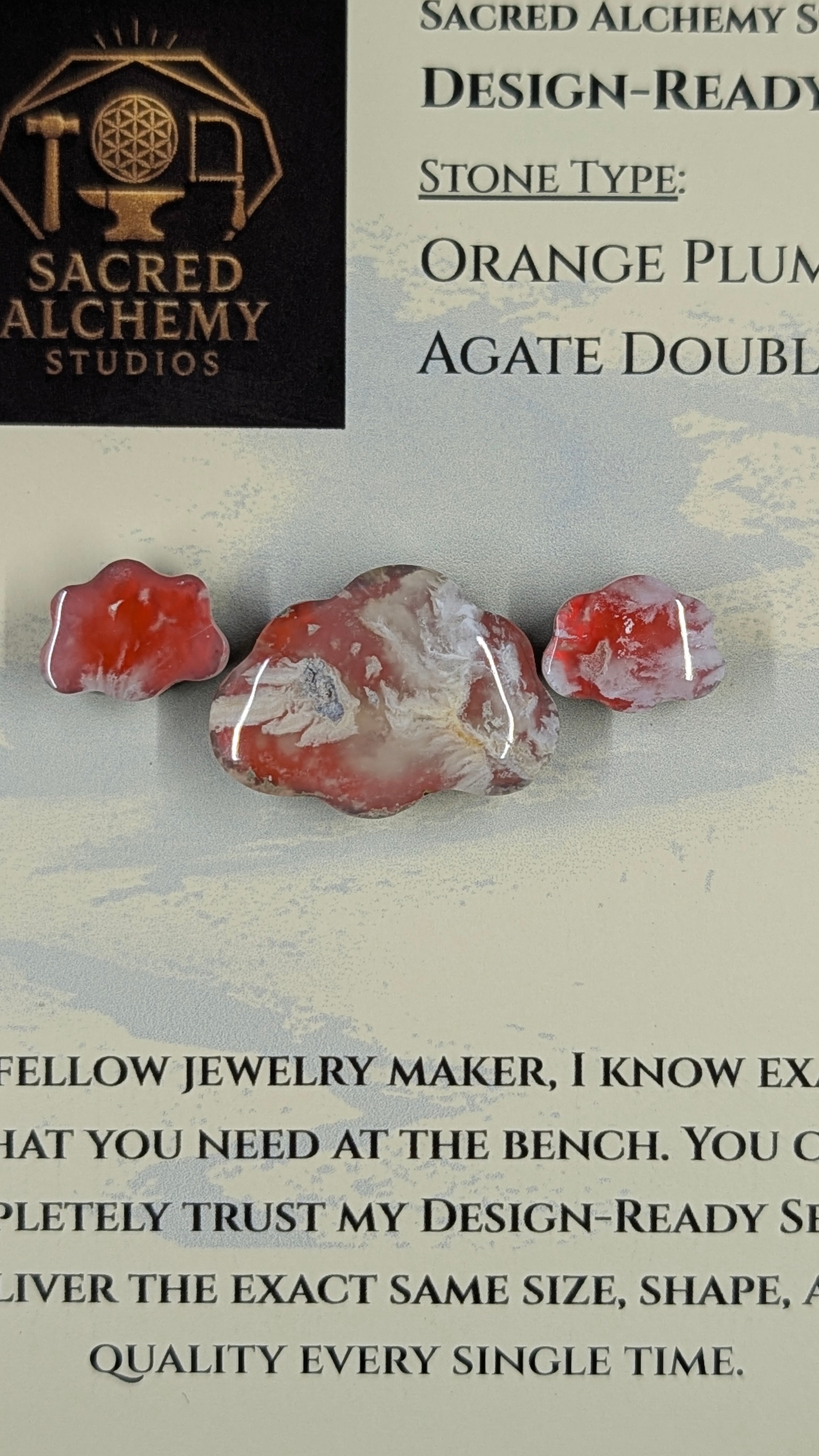 Cloud Shape - Red Plume Agate Doublet - Design-Ready™ Set