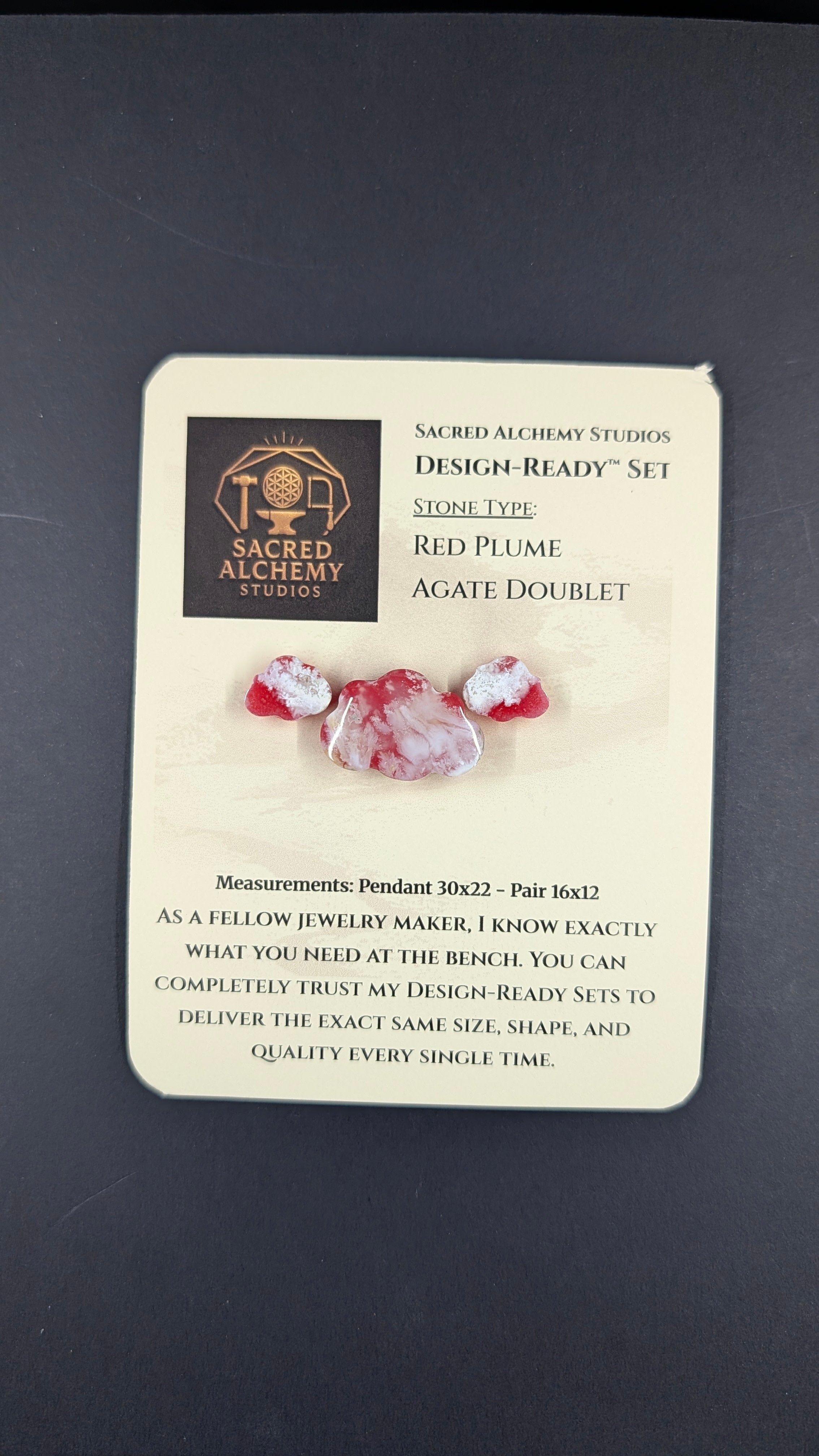 Cloud Shape - Red Plume Agate Doublet - Design-Ready™ Set