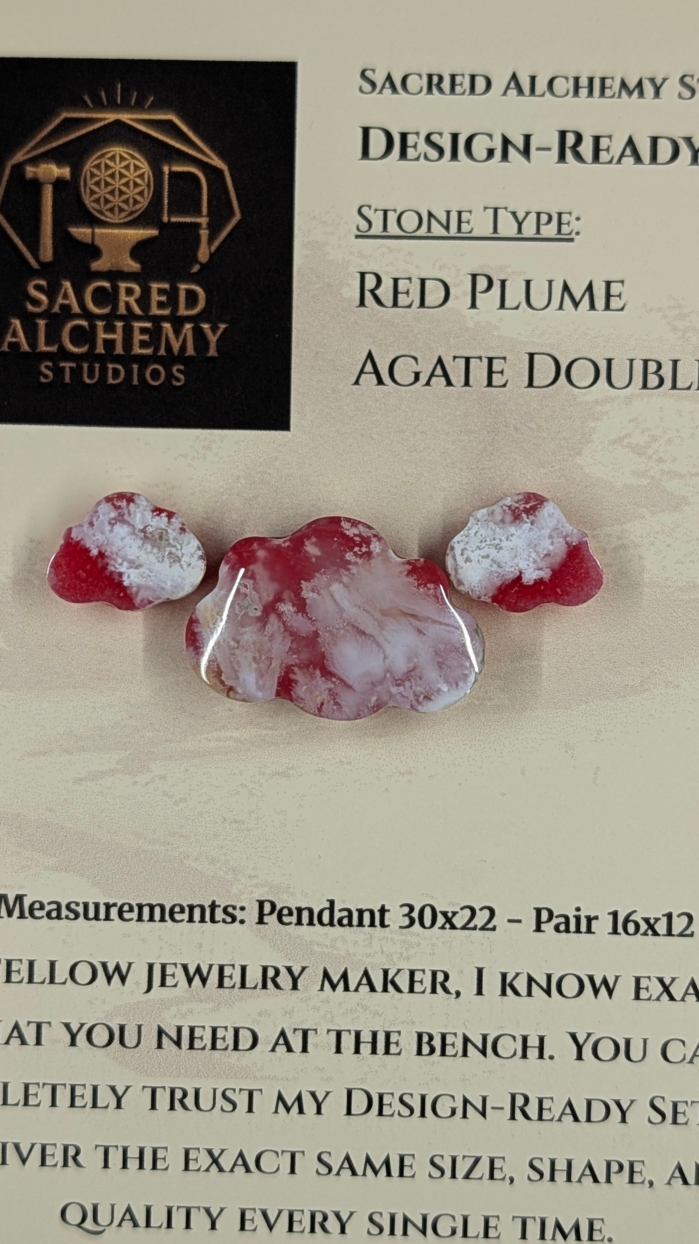 Cloud Shape - Red Plume Agate Doublet - Design-Ready™ Set