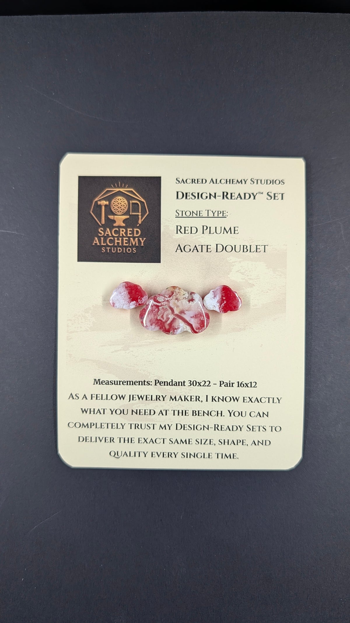 Cloud Shape - Red Plume Agate Doublet - Design-Ready™ Set