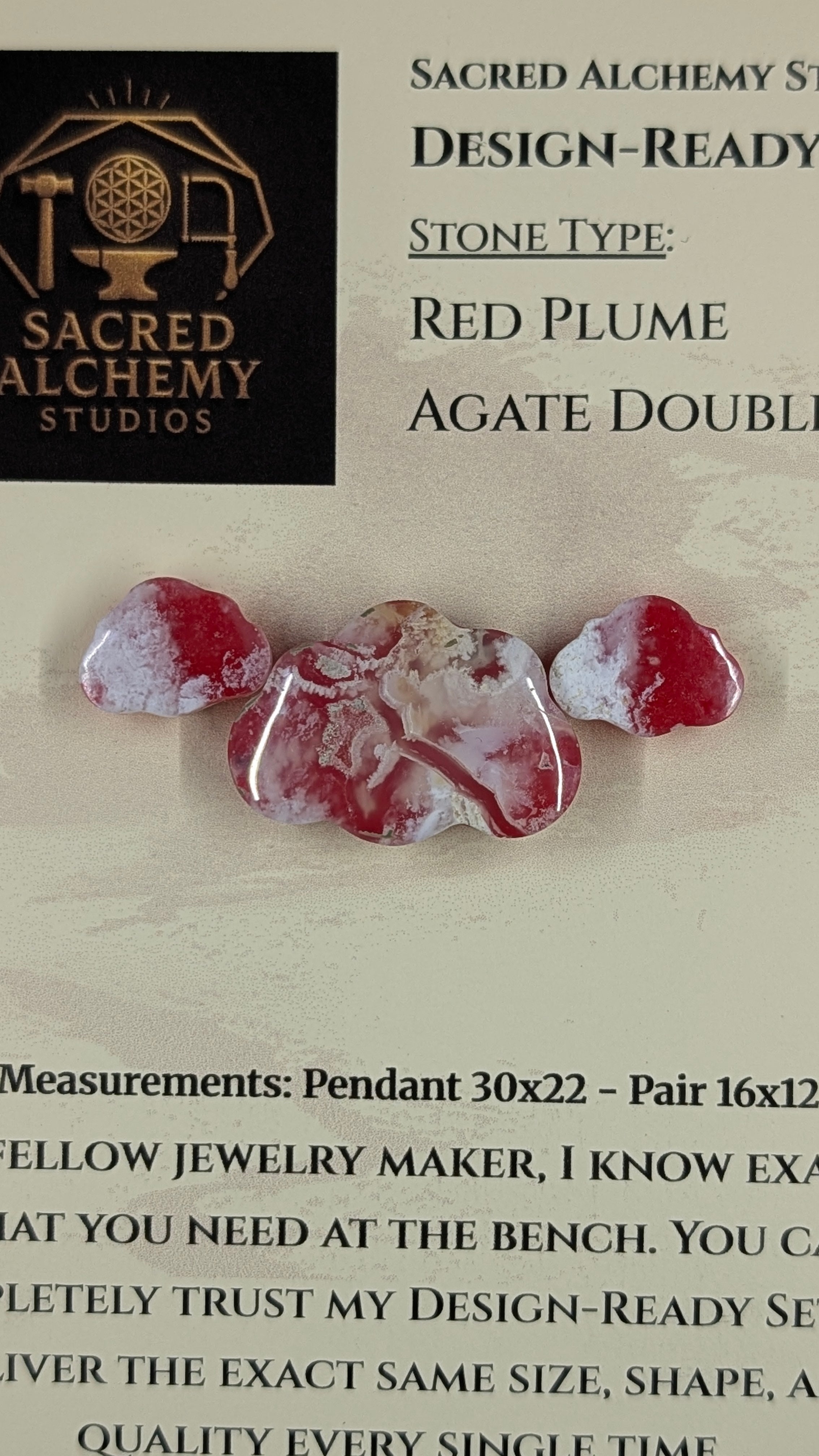 Cloud Shape - Red Plume Agate Doublet - Design-Ready™ Set