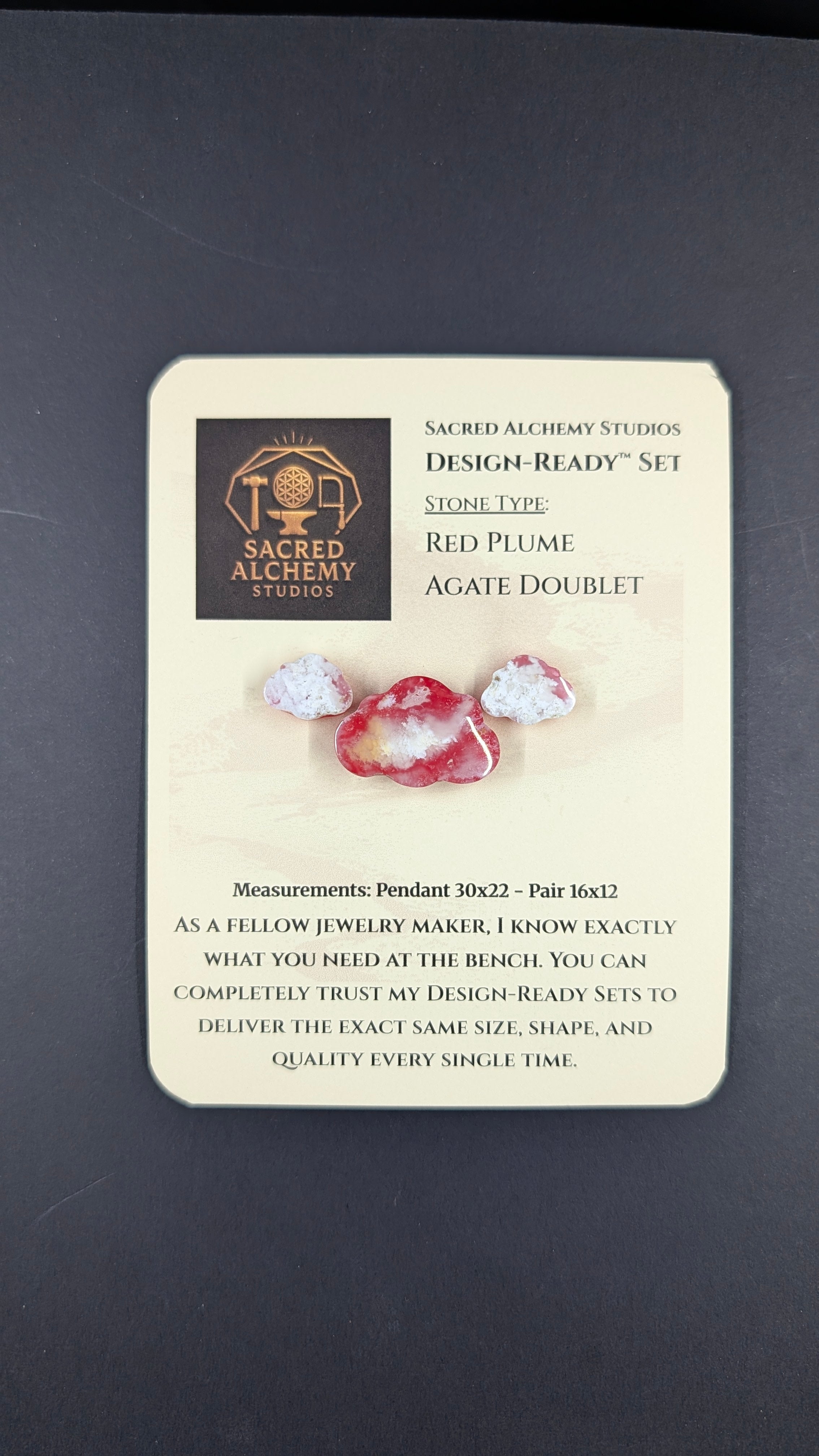 Cloud Shape - Red Plume Agate Doublet - Design-Ready™ Set