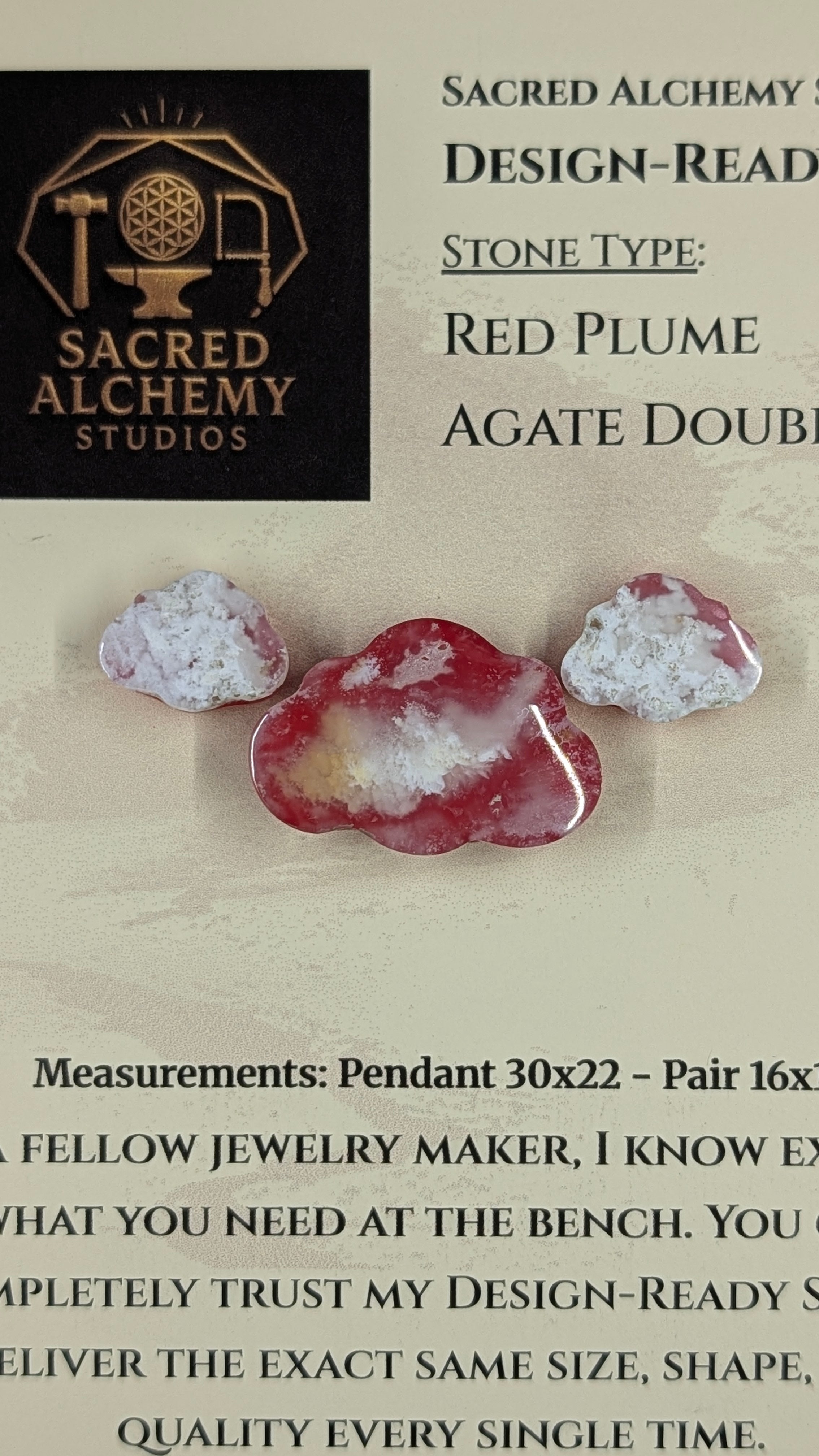 Cloud Shape - Red Plume Agate Doublet - Design-Ready™ Set