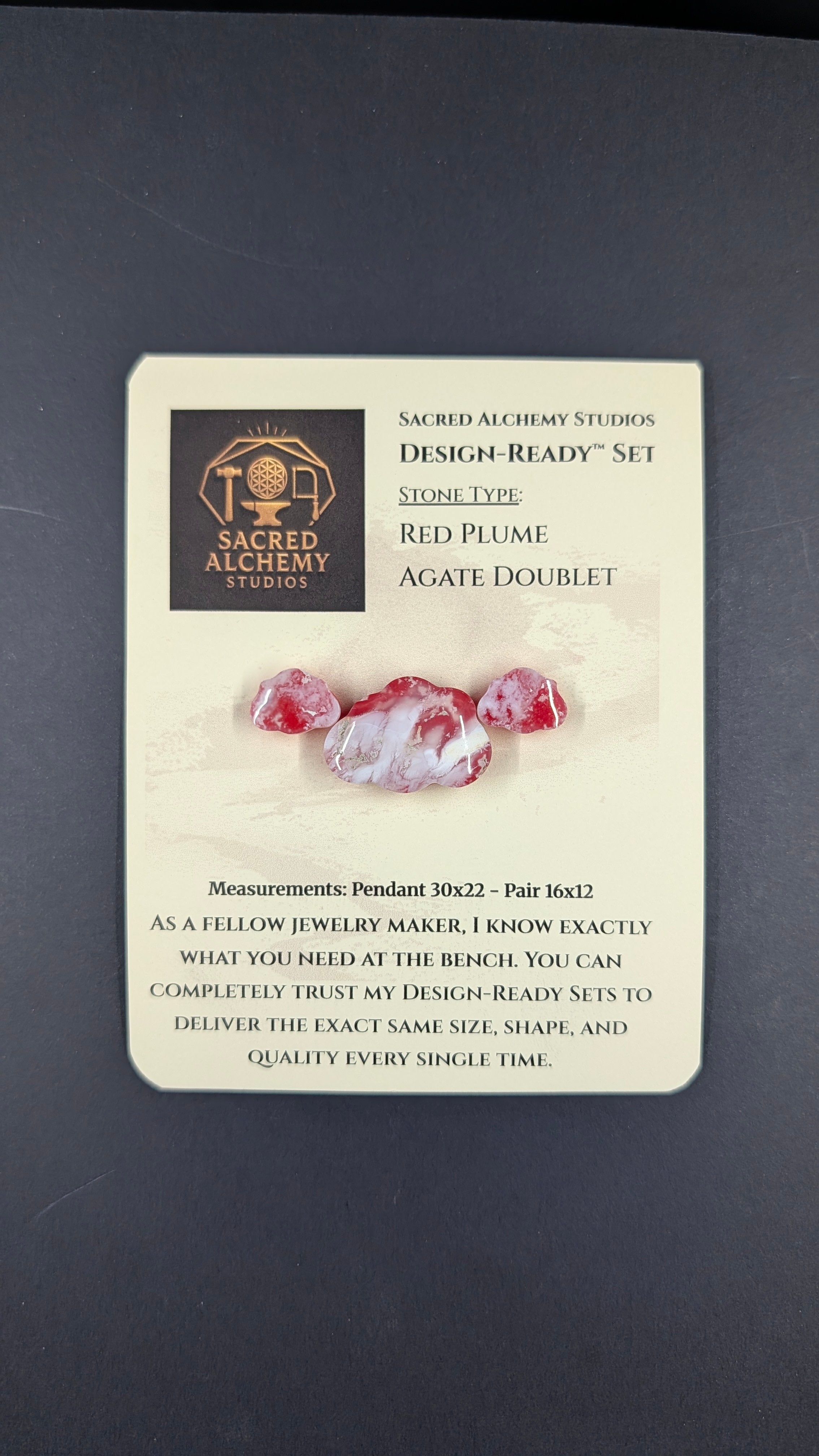 Cloud Shape - Red Plume Agate Doublet - Design-Ready™ Set