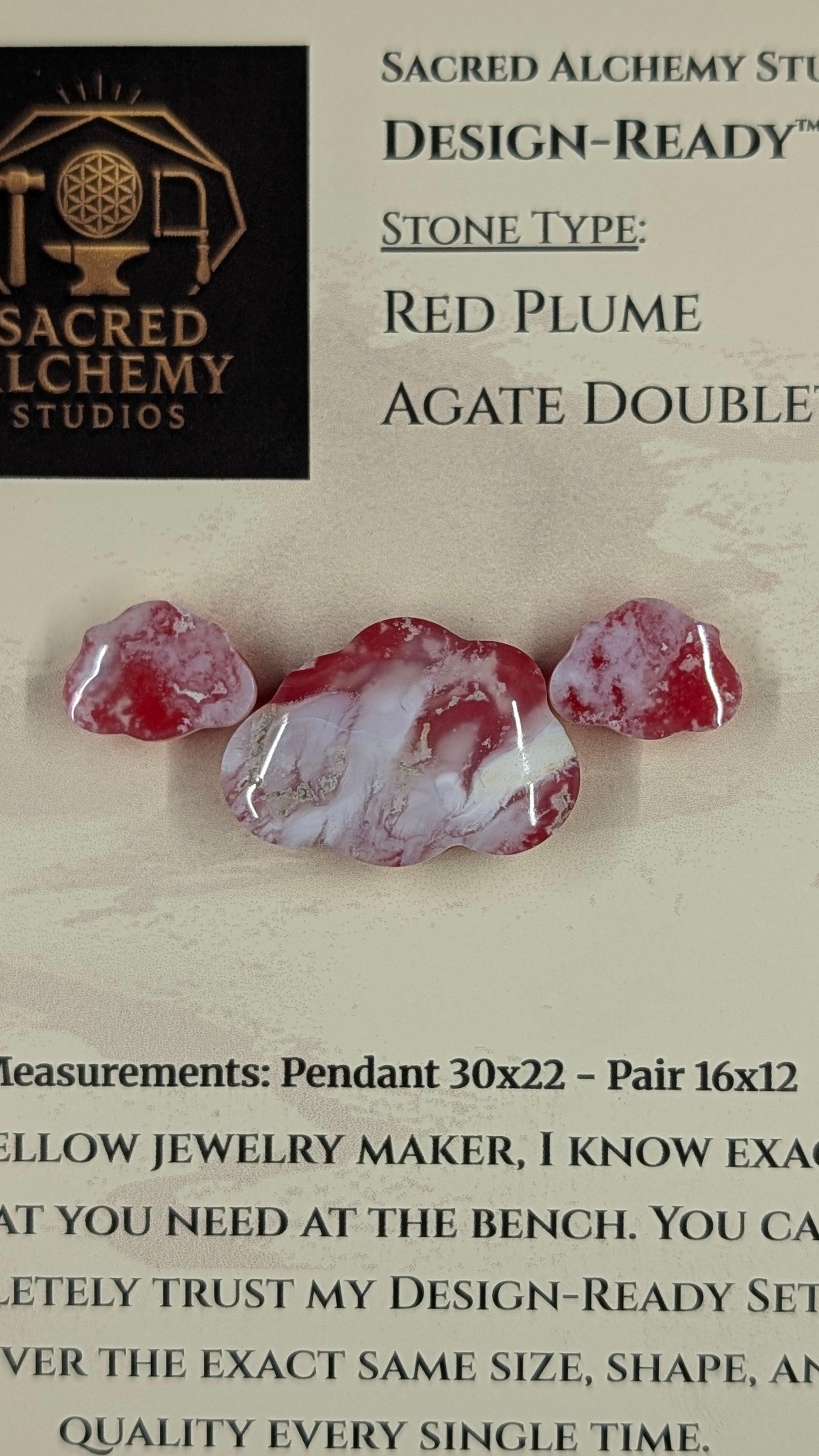Cloud Shape - Red Plume Agate Doublet - Design-Ready™ Set