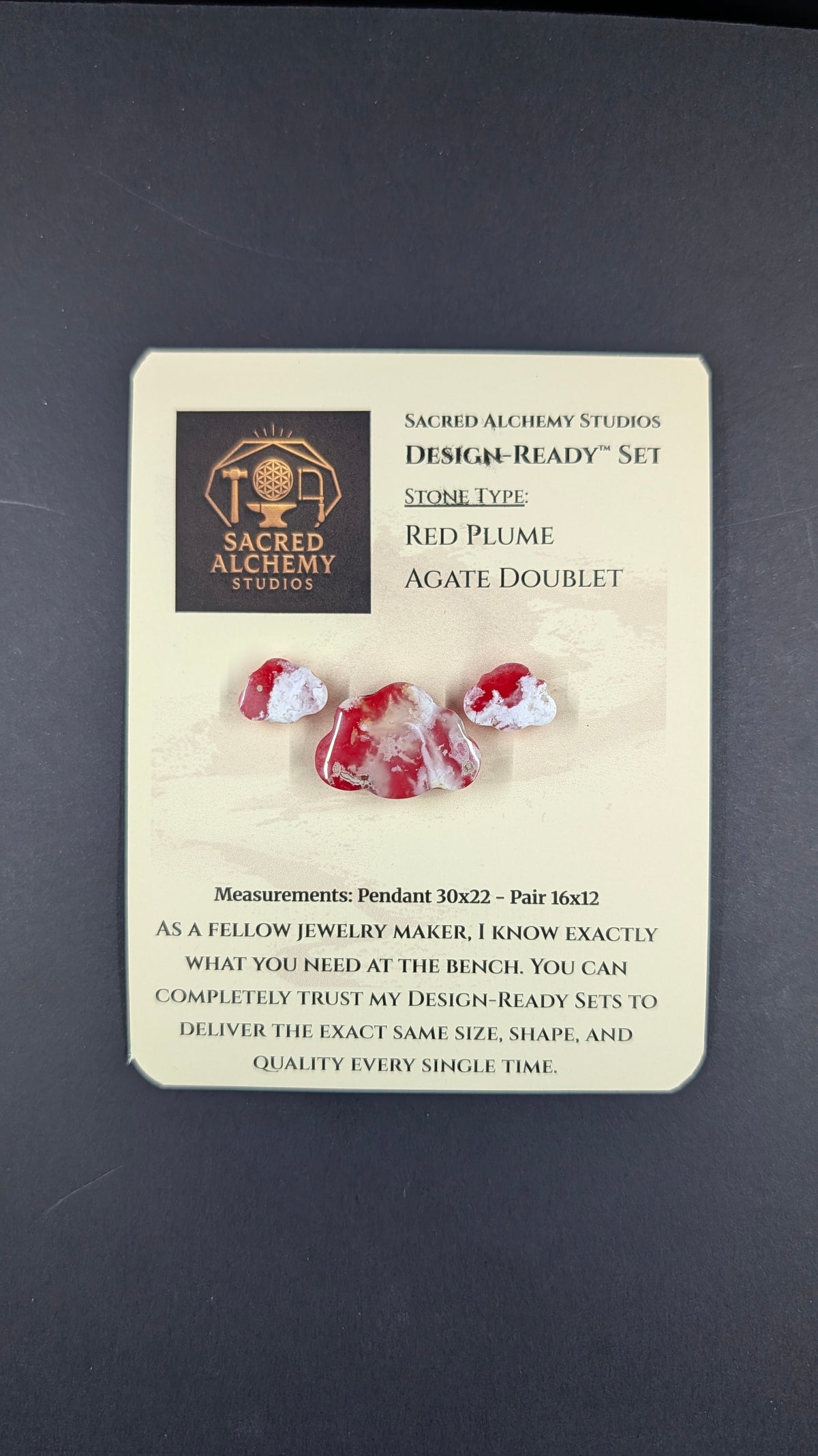 Cloud Shape - Red Plume Agate Doublet - Design-Ready™ Set