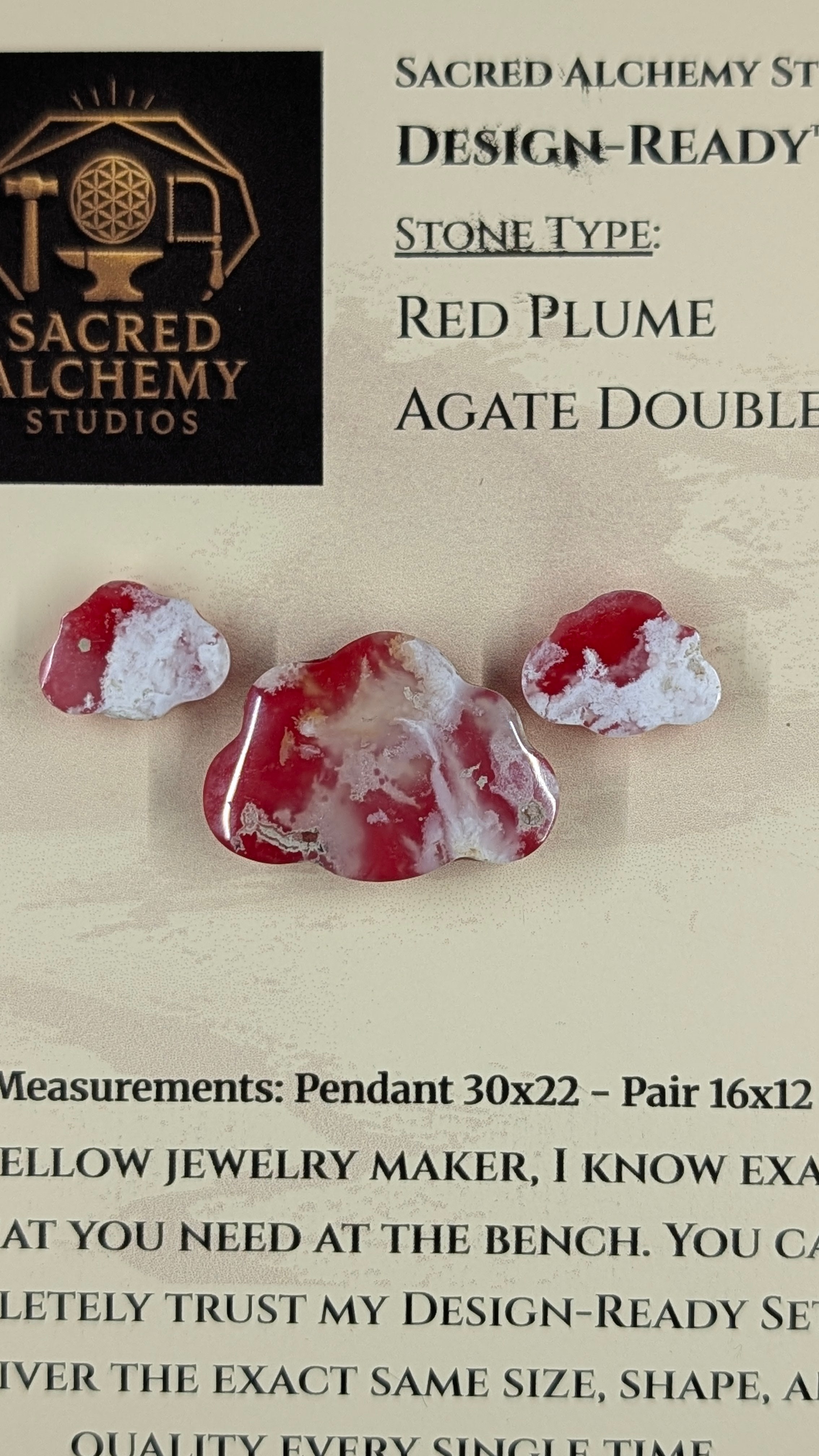 Cloud Shape - Red Plume Agate Doublet - Design-Ready™ Set