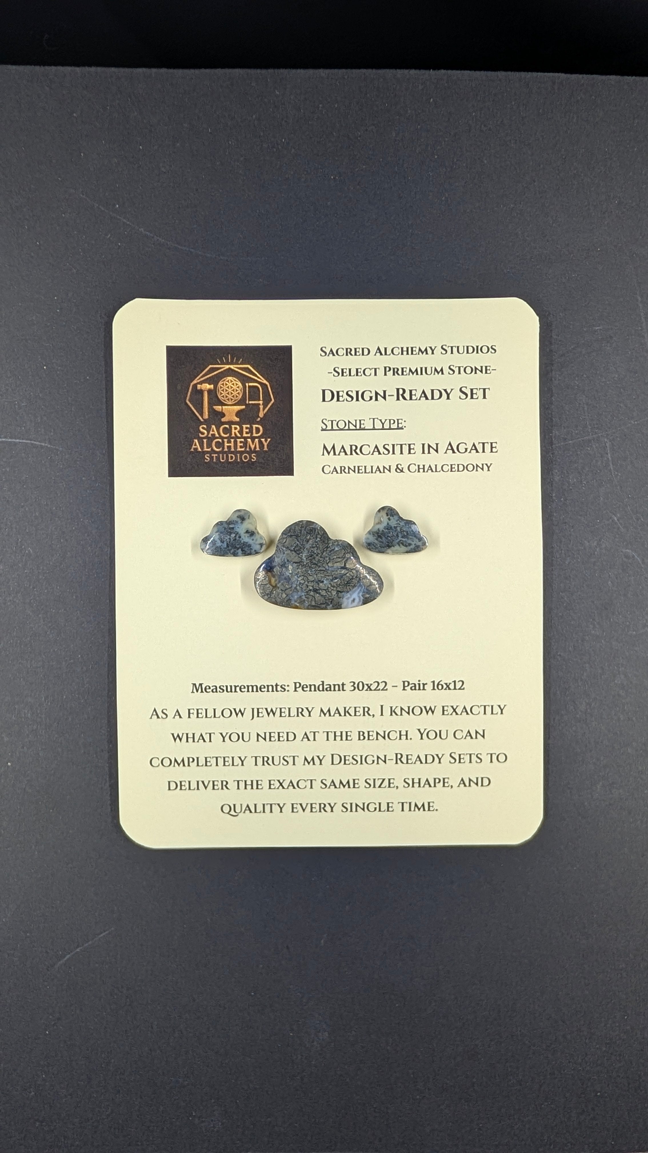 Cloud Shape - Marcasite in Agate - Sacred Alchemy Select - Design-Ready™ Set
