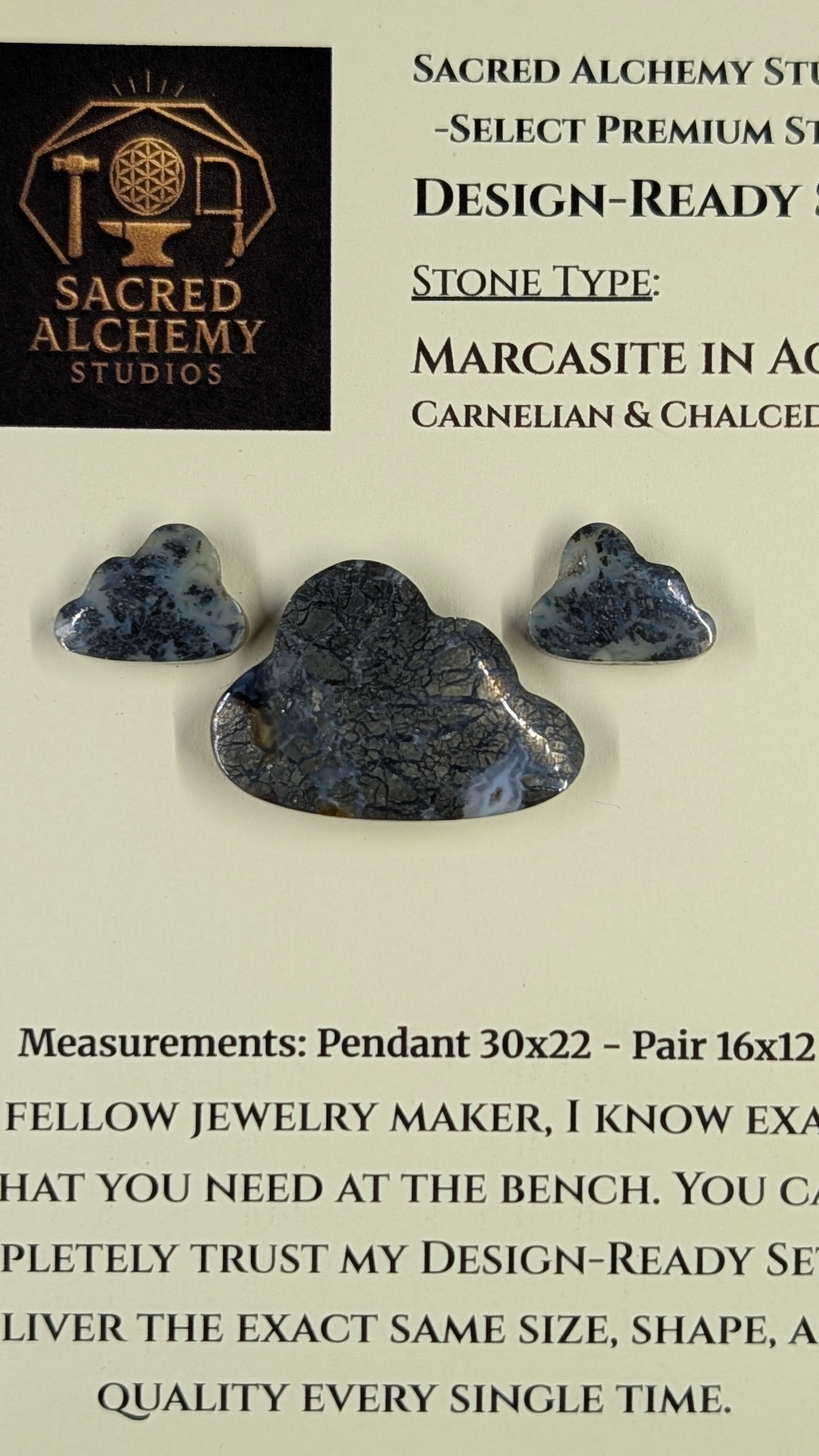 Cloud Shape - Marcasite in Agate - Sacred Alchemy Select - Design-Ready™ Set