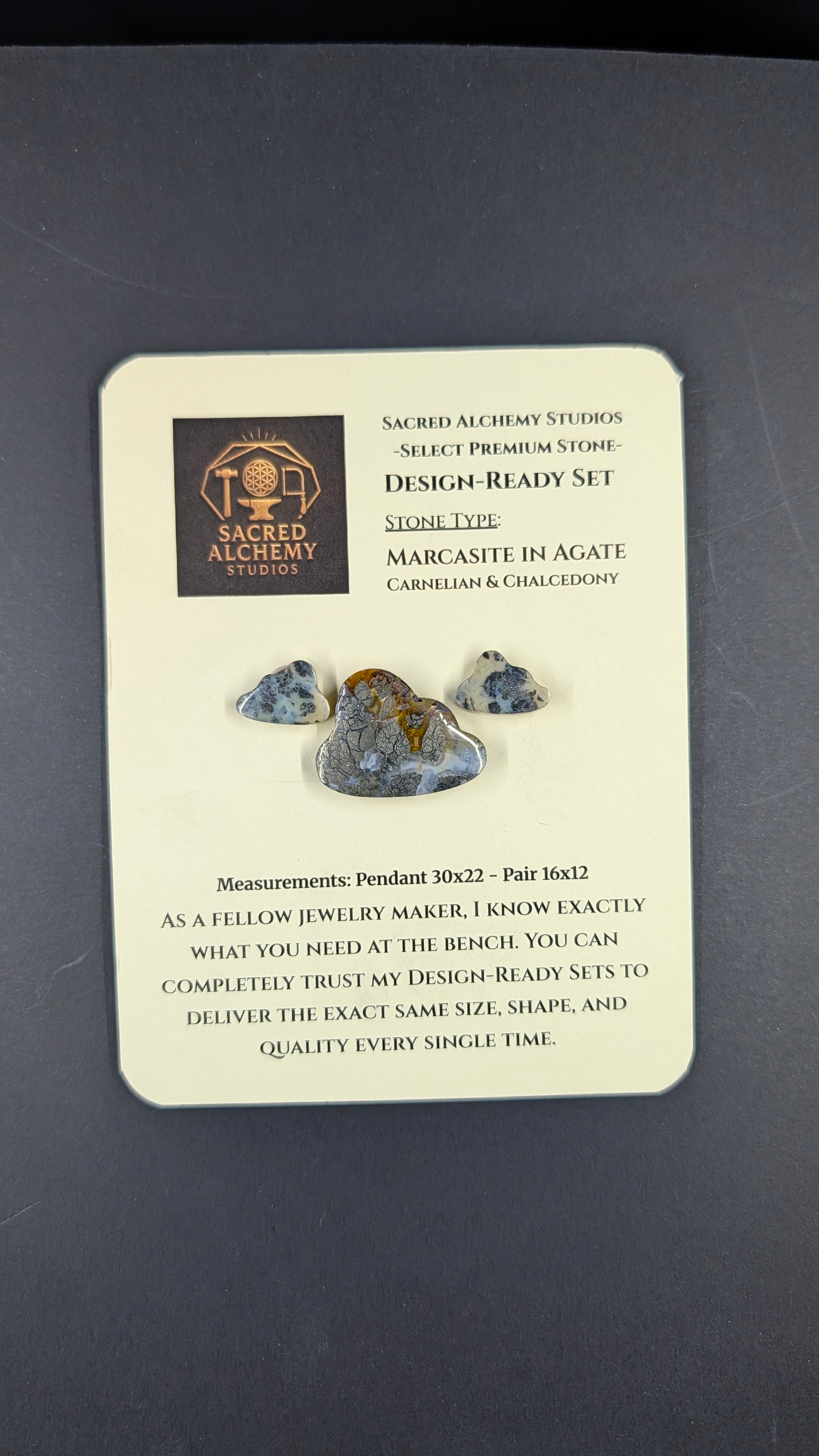Cloud Shape - Marcasite in Agate - Sacred Alchemy Select - Design-Ready™ Set