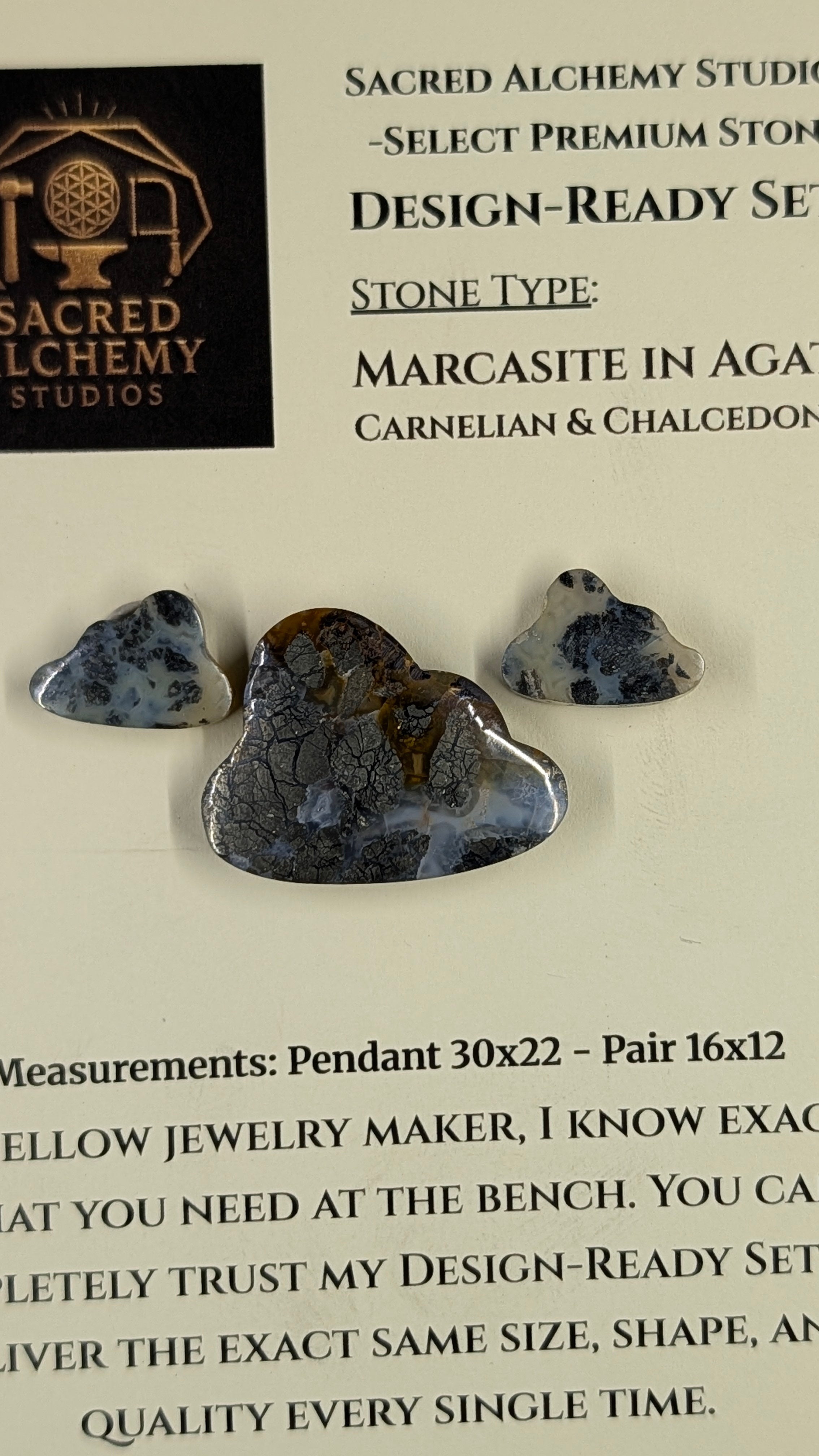 Cloud Shape - Marcasite in Agate - Sacred Alchemy Select - Design-Ready™ Set