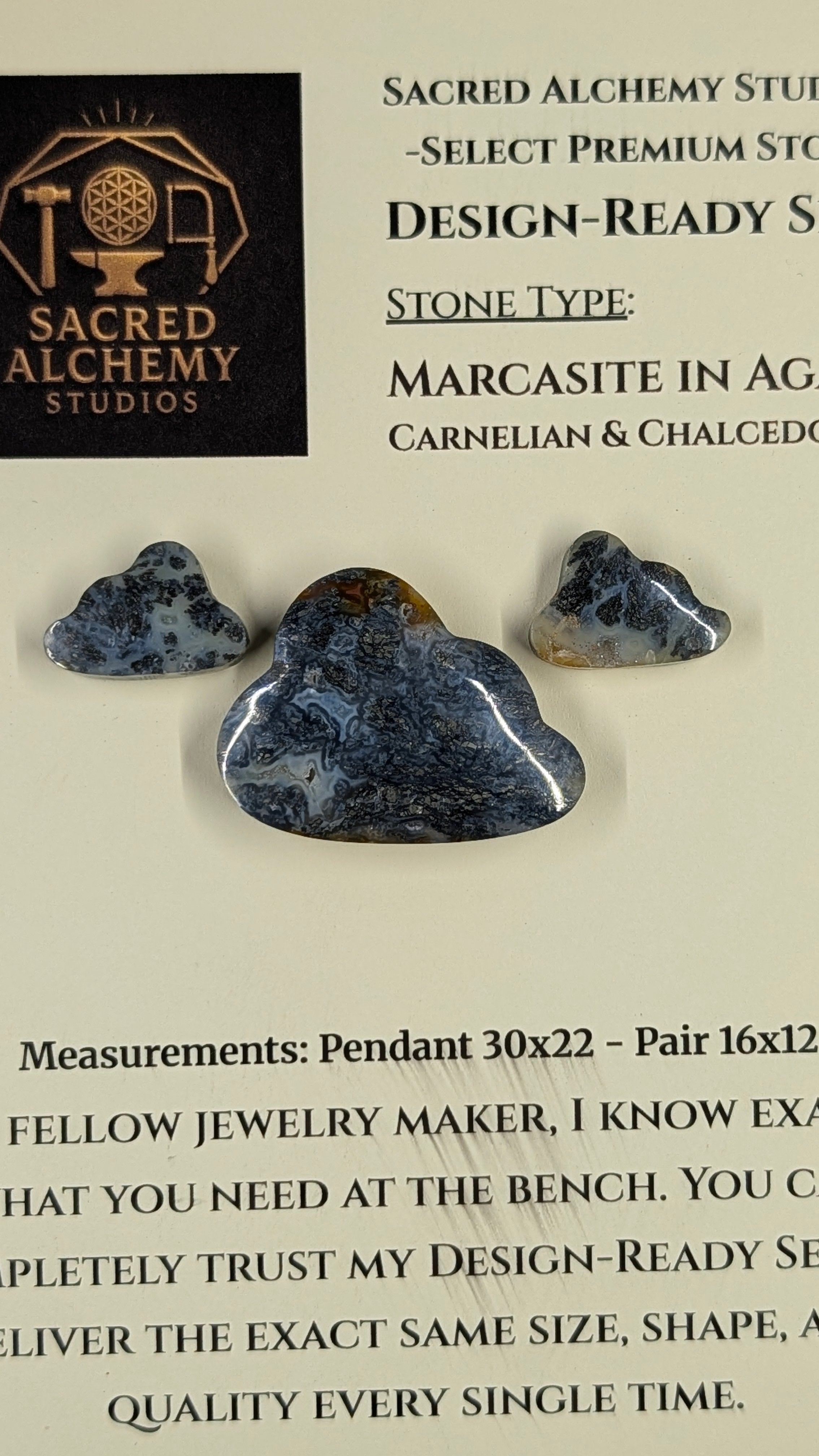 Cloud Shape - Marcasite in Agate - Sacred Alchemy Select - Design-Ready™ Set