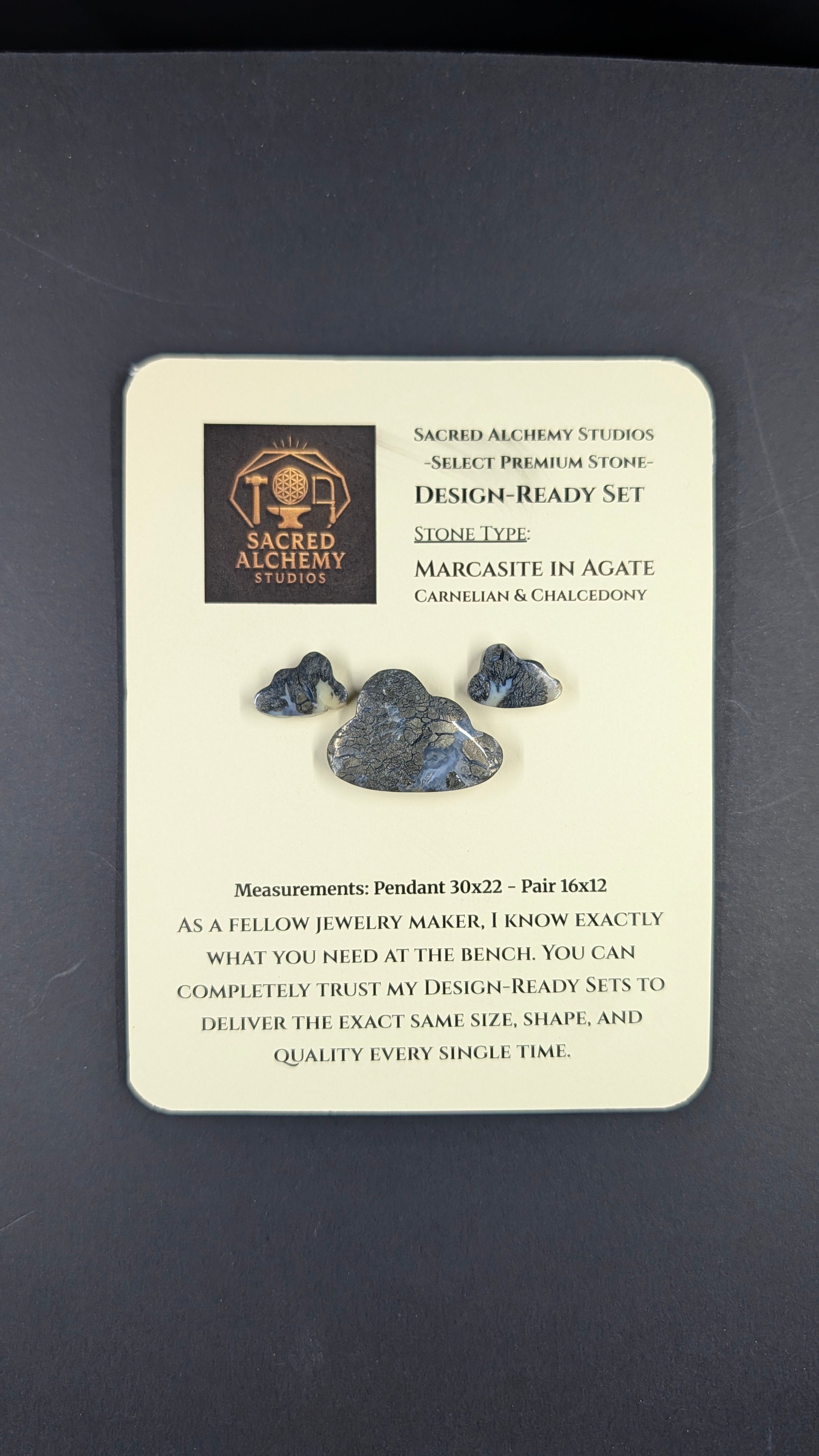 Cloud Shape - Marcasite in Agate - Sacred Alchemy Select - Design-Ready™ Set