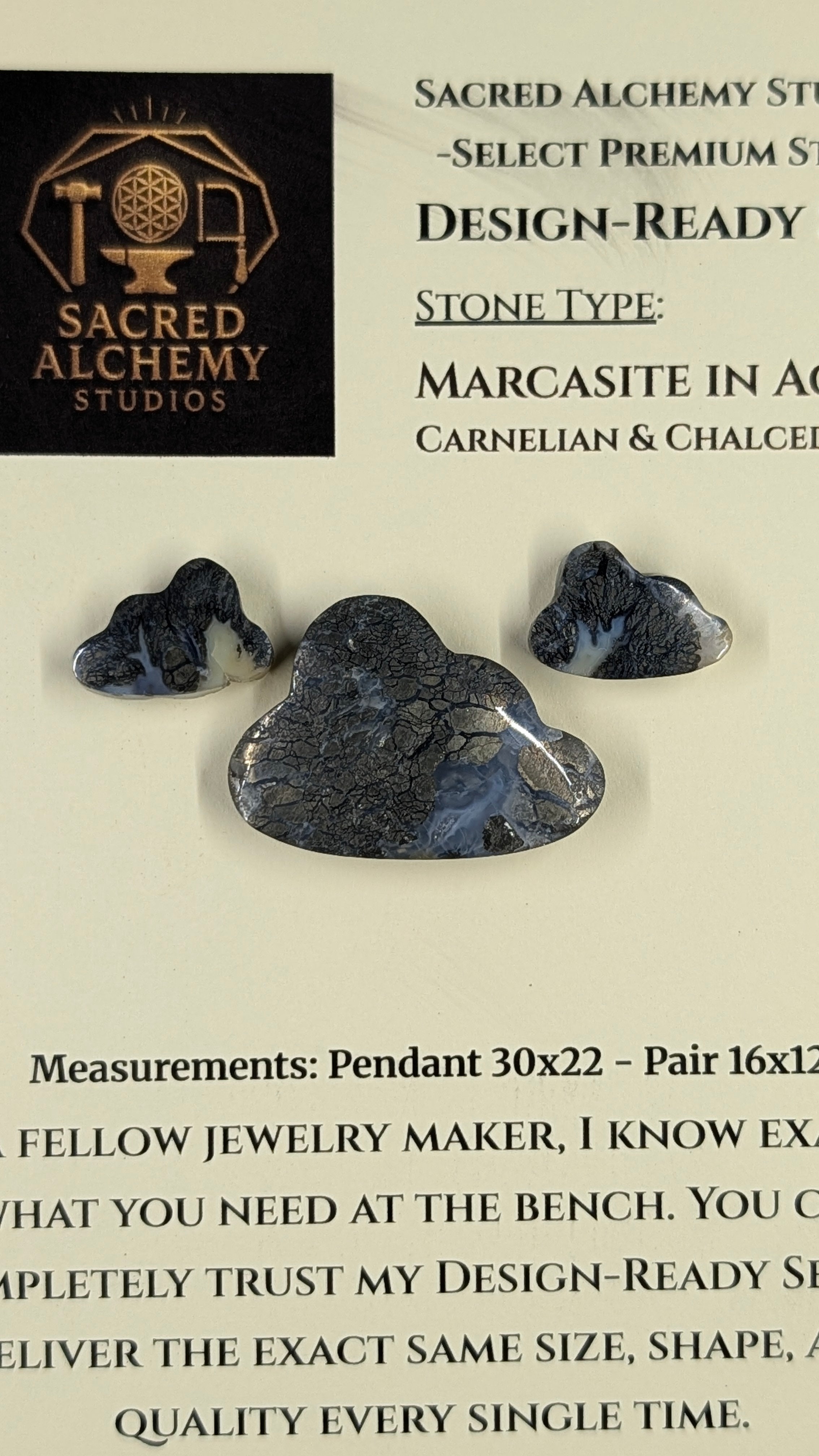 Cloud Shape - Marcasite in Agate - Sacred Alchemy Select - Design-Ready™ Set