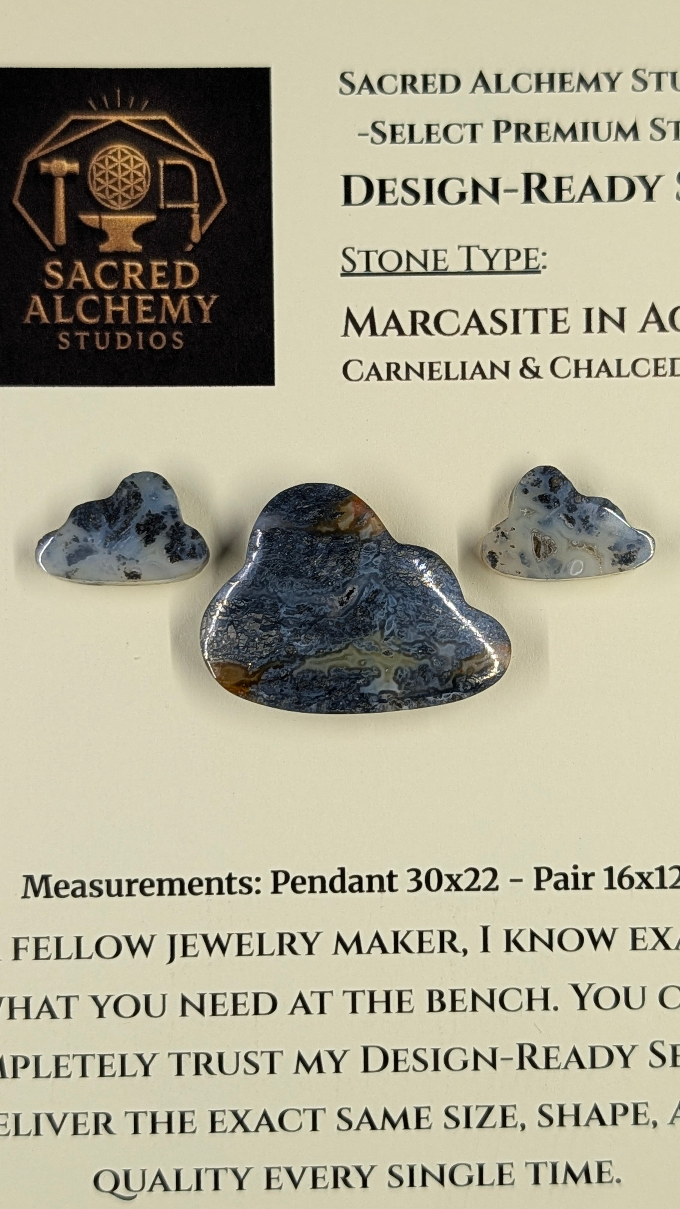 Cloud Shape - Marcasite in Agate - Sacred Alchemy Select - Design-Ready™ Set