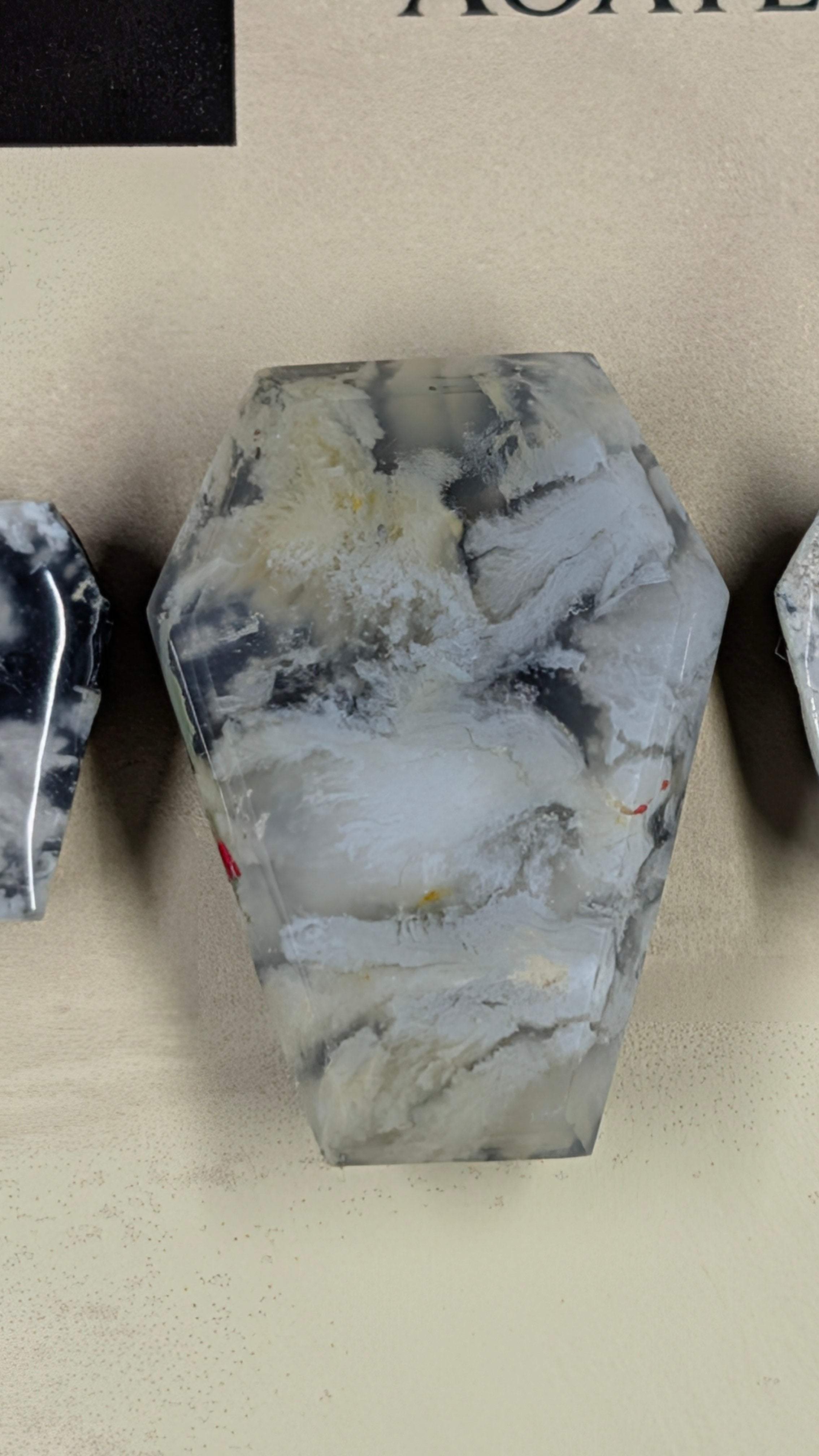 Coffin Shape - Black Plume Agate Doublet - Design-Ready™ Set