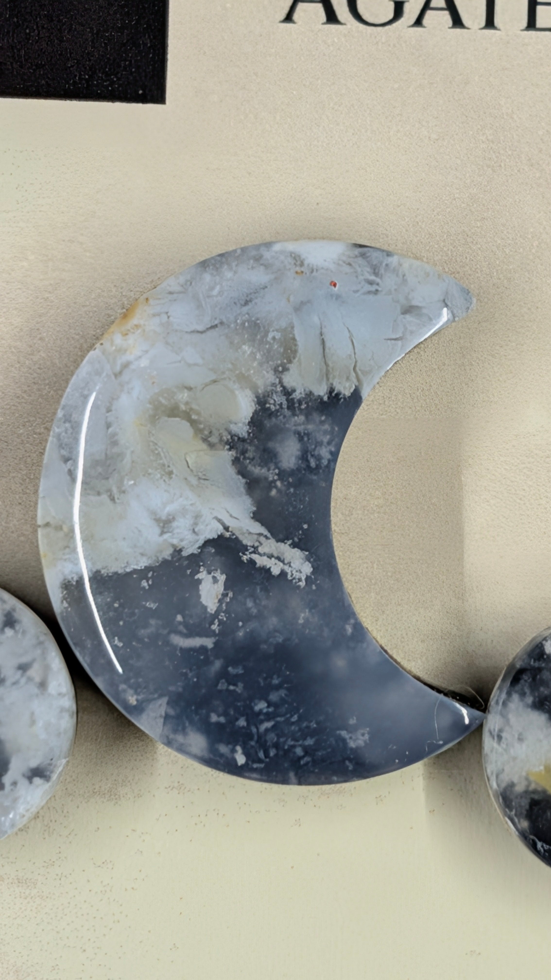 Crescent Moon - Black Plume Agate Doublet - Design-Ready™ Set