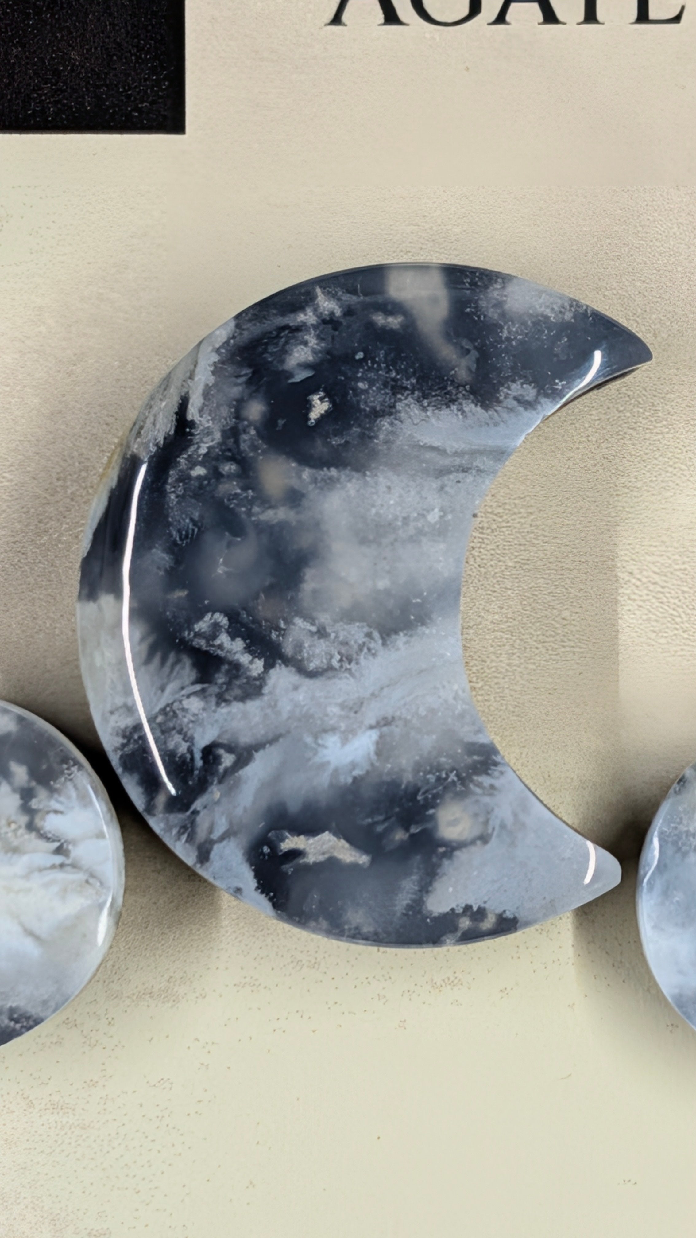 Crescent Moon - Black Plume Agate Doublet - Design-Ready™ Set