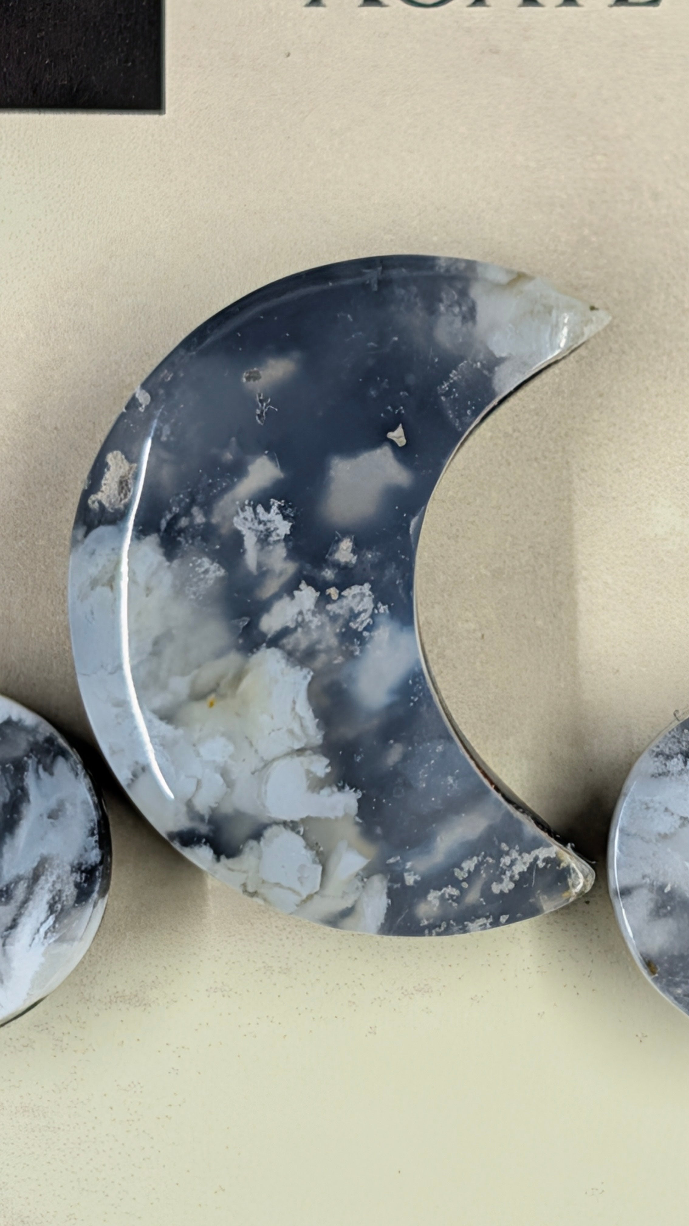 Crescent Moon - Black Plume Agate Doublet - Design-Ready™ Set