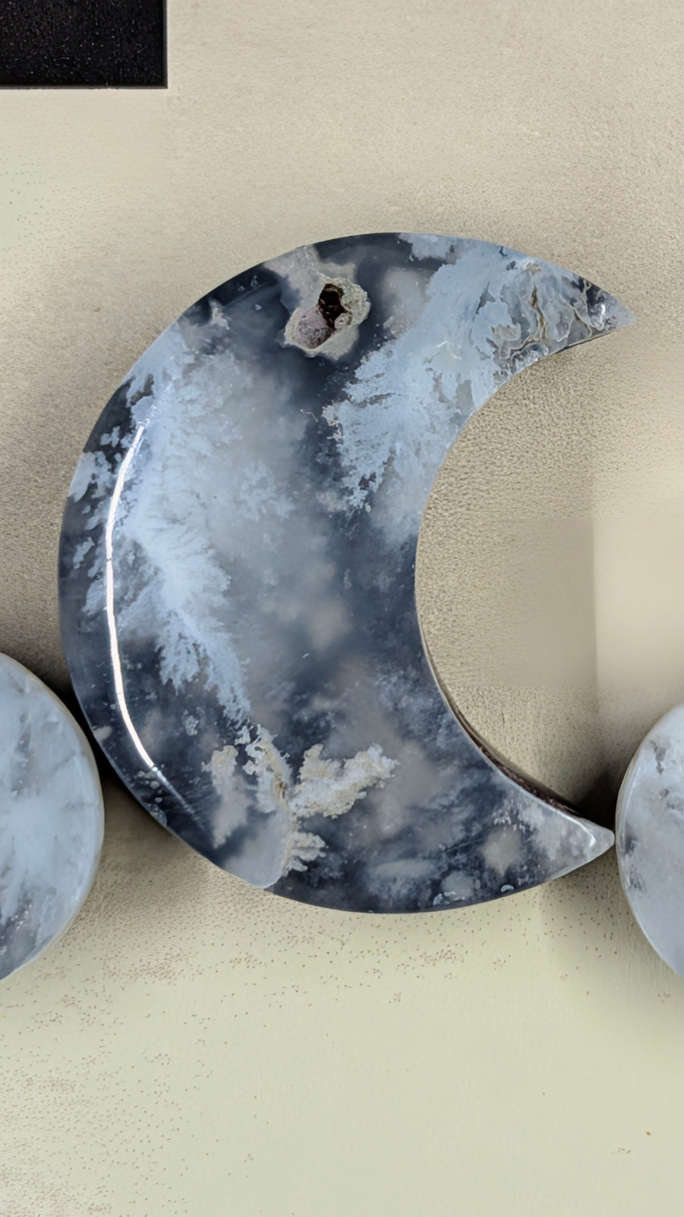 Crescent Moon - Black Plume Agate Doublet - Design-Ready™ Set