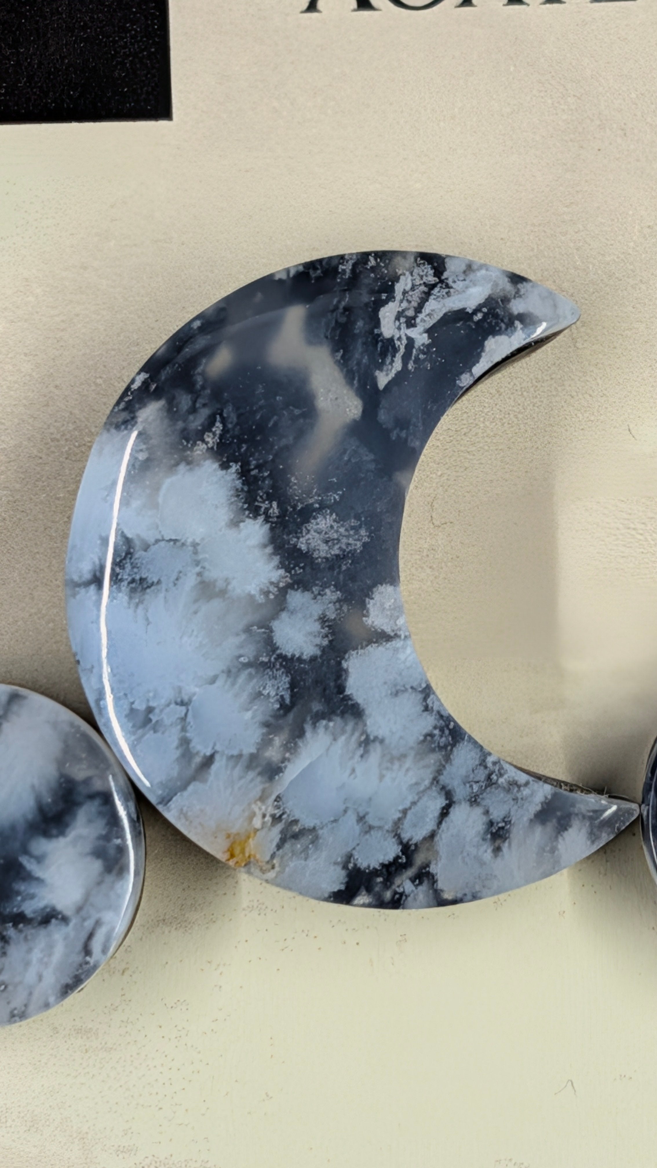 Crescent Moon - Black Plume Agate Doublet - Design-Ready™ Set