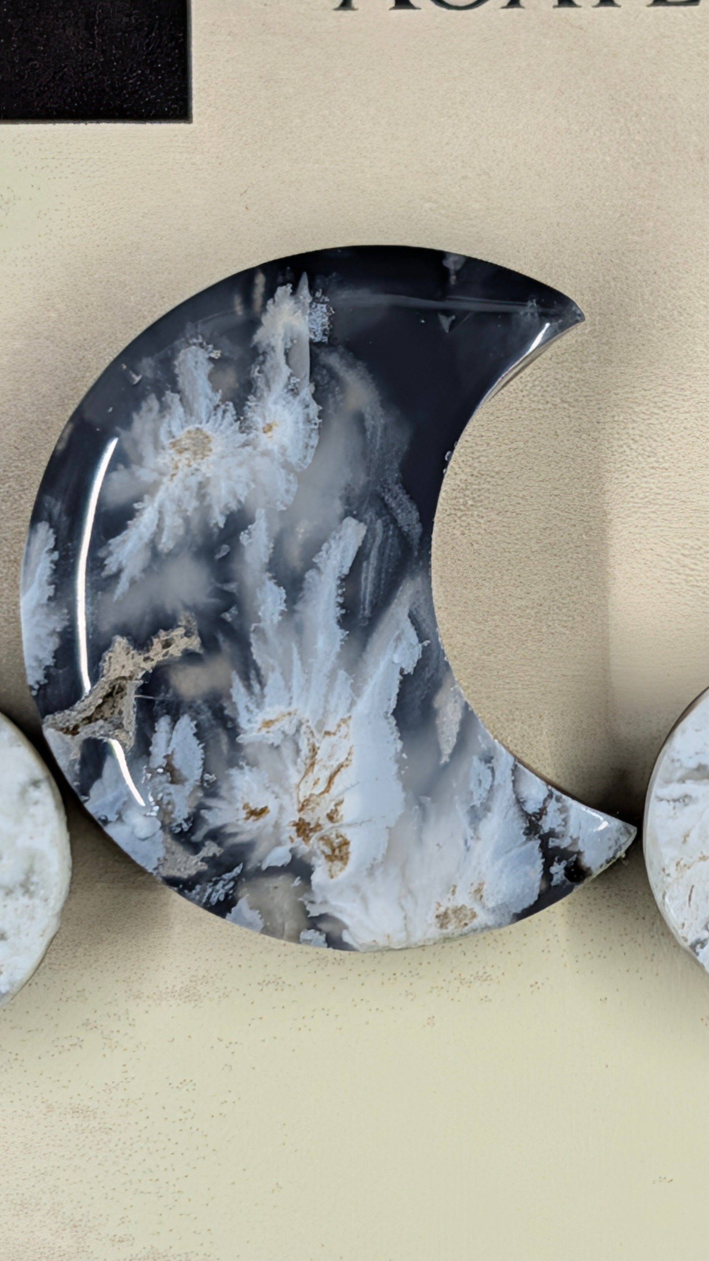 Crescent Moon - Black Plume Agate Doublet - Design-Ready™ Set