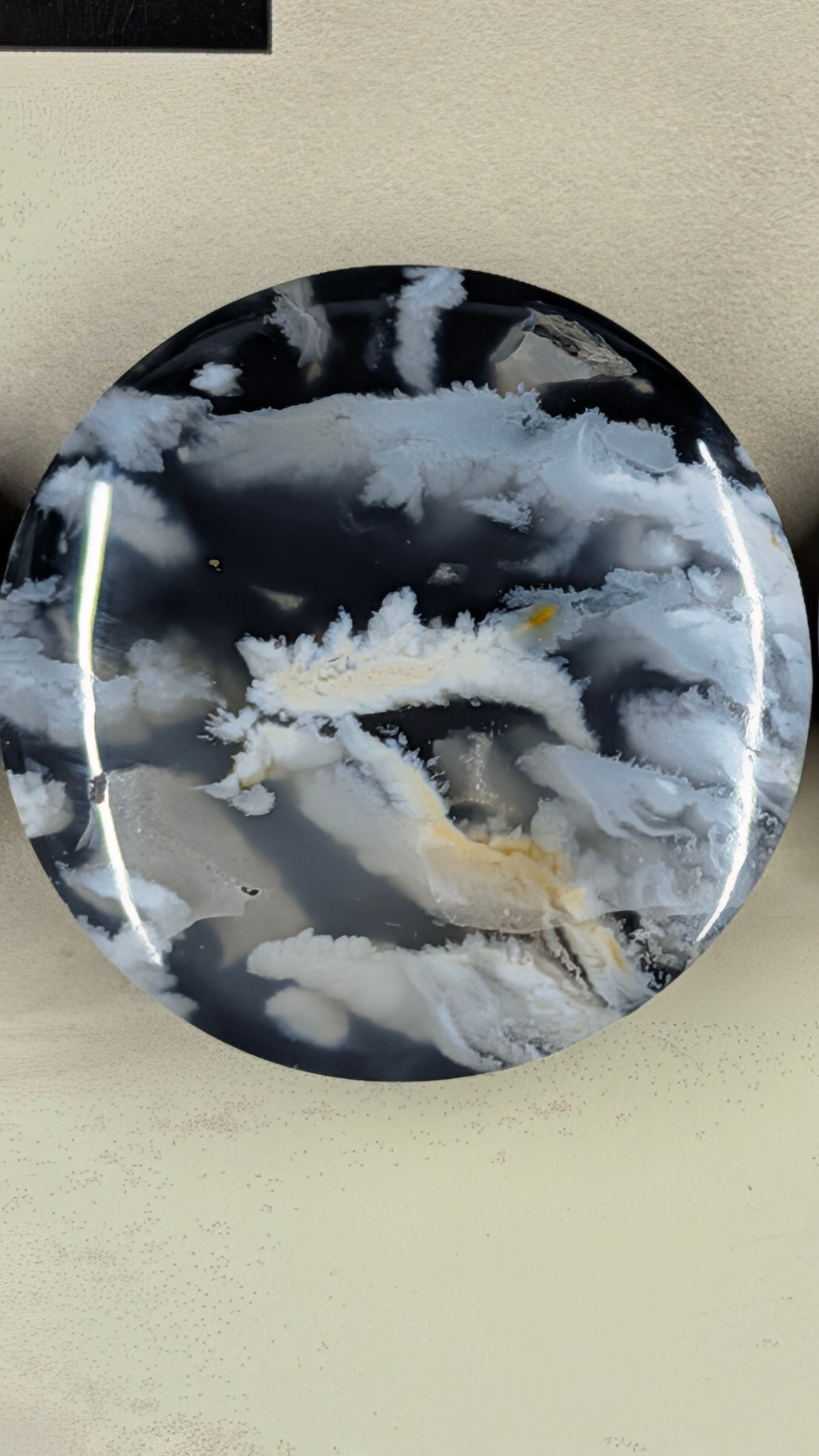 Circle Shape - Black Plume Agate Doublet - Design-Ready™ Set