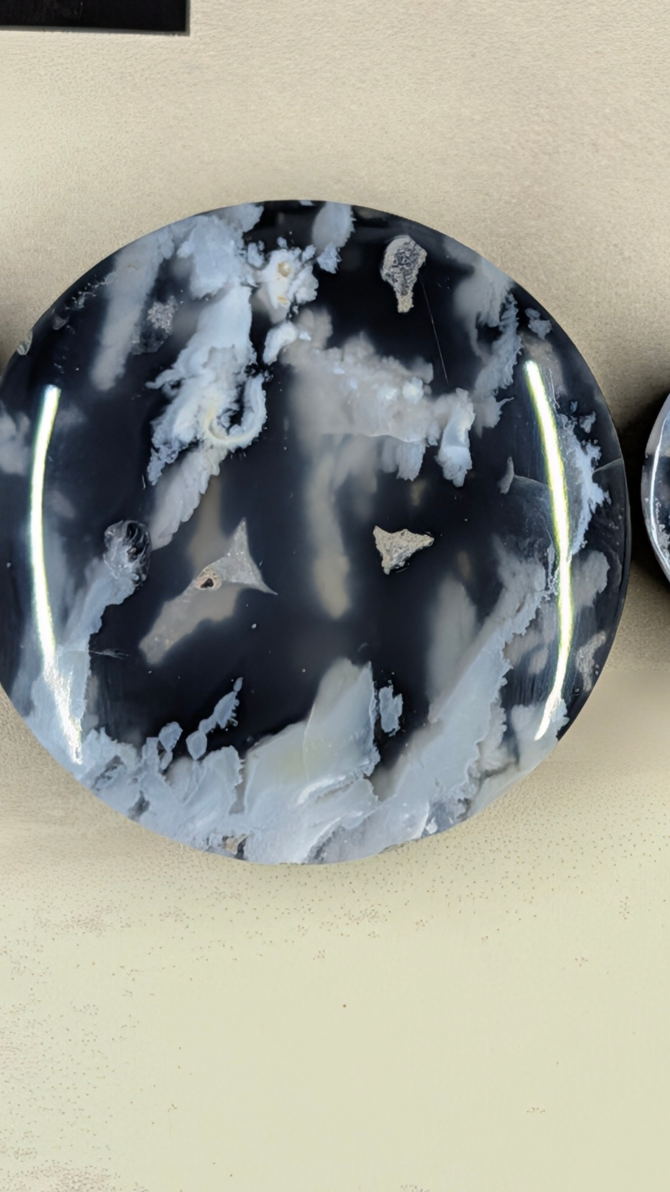 Circle Shape - Black Plume Agate Doublet - Design-Ready™ Set