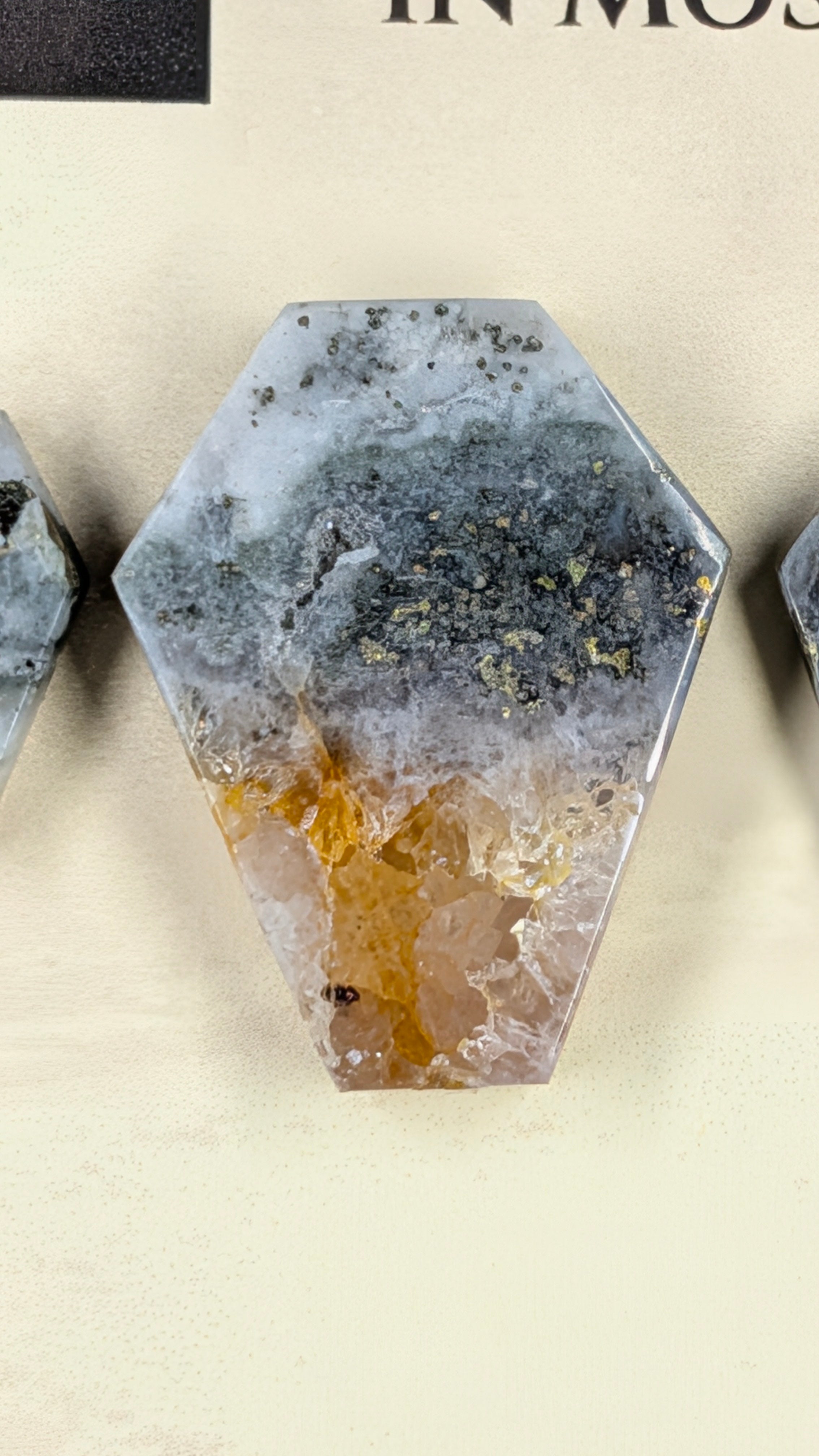 Coffin Shape - Pyrite & Amethyst in Moss Agate - Design-Ready™ Set