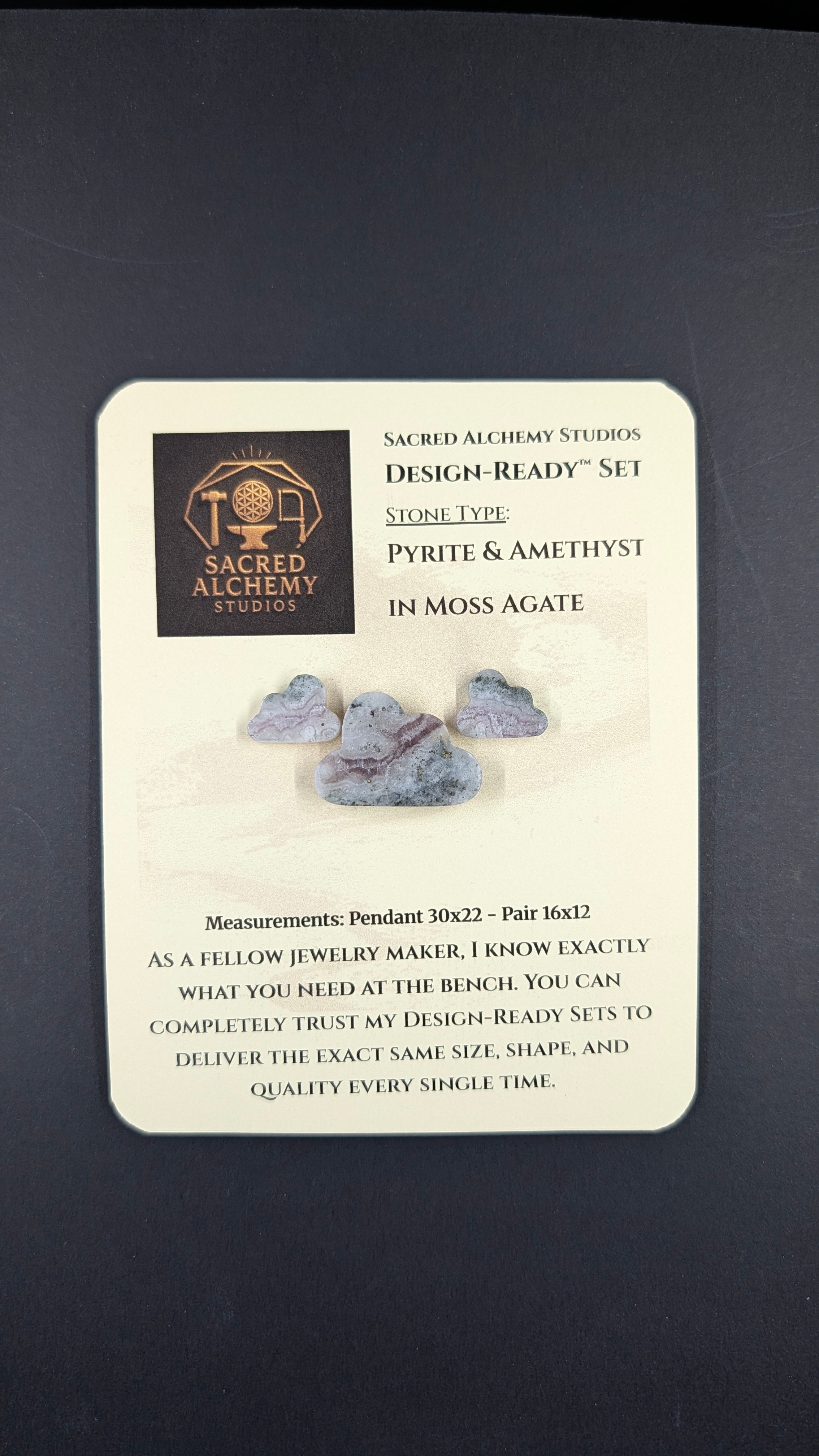 Cloud Shape - Pyrite & Amethyst in Moss Agate - Design-Ready™ Set