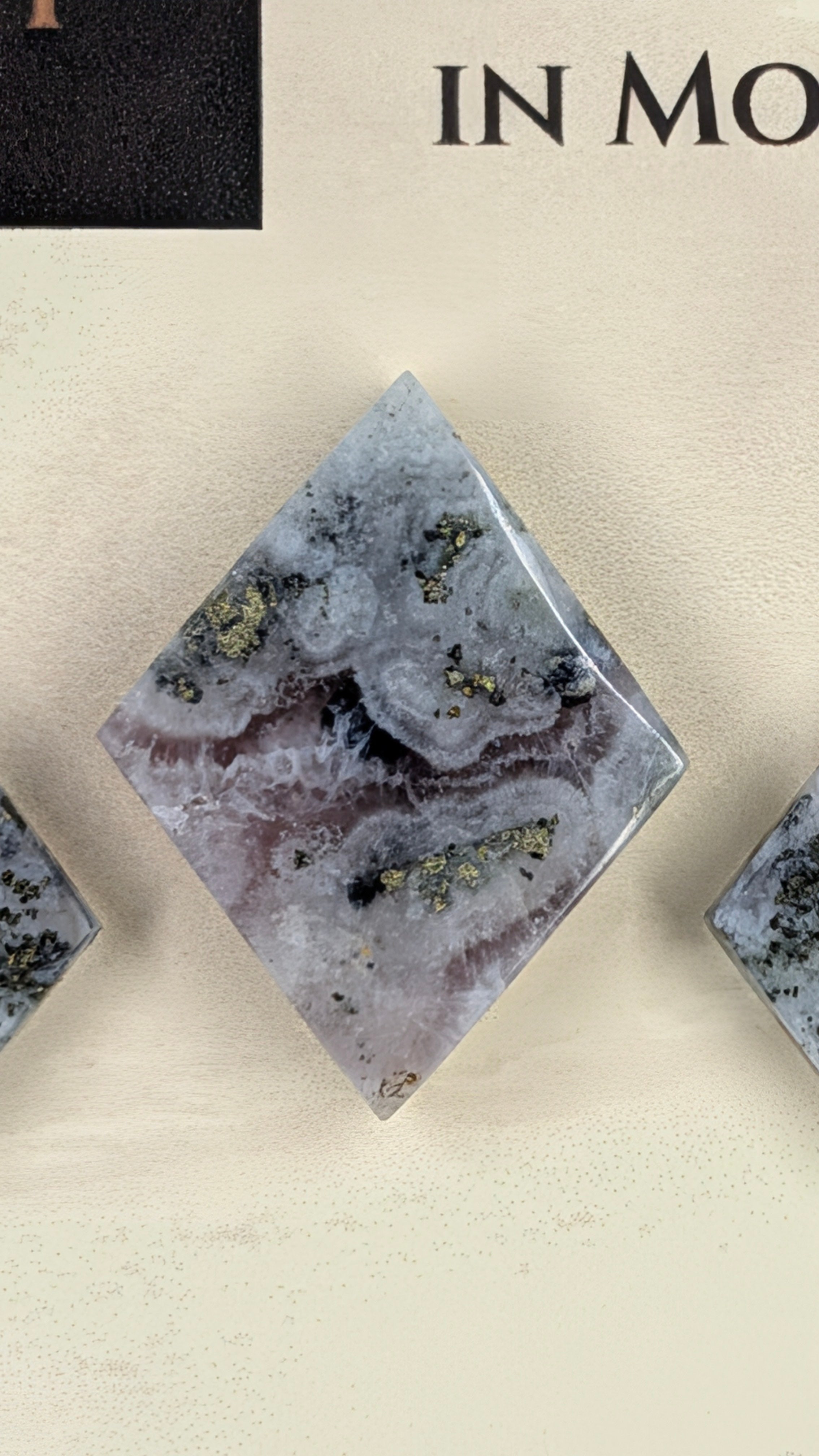 Rhombus Shape - Pyrite & Amethyst in Moss Agate - Design-Ready™ Set
