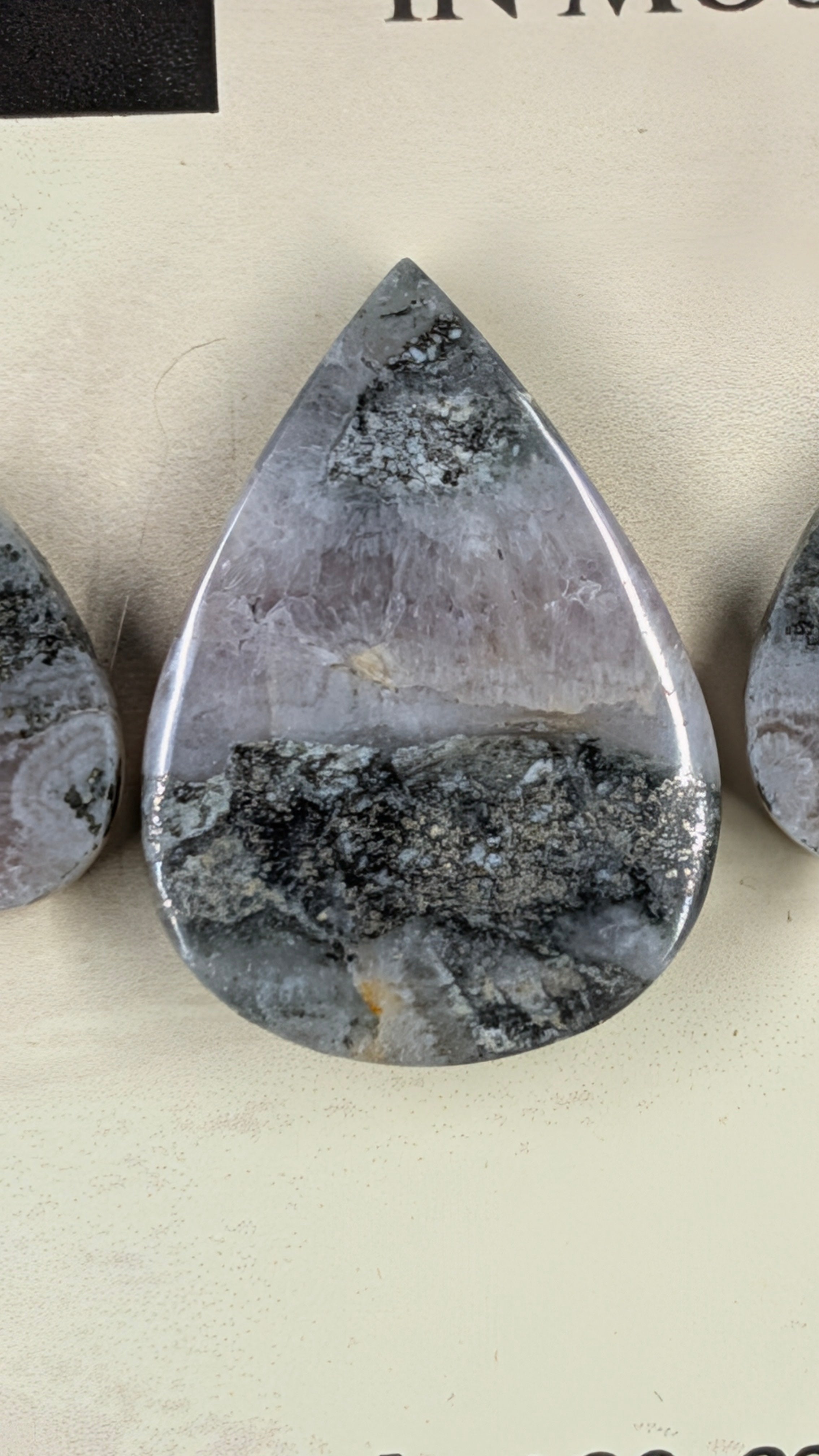 Pyrite &amp; Amethyst in Moss Agate - Tear Shape - Design-Ready™ Set