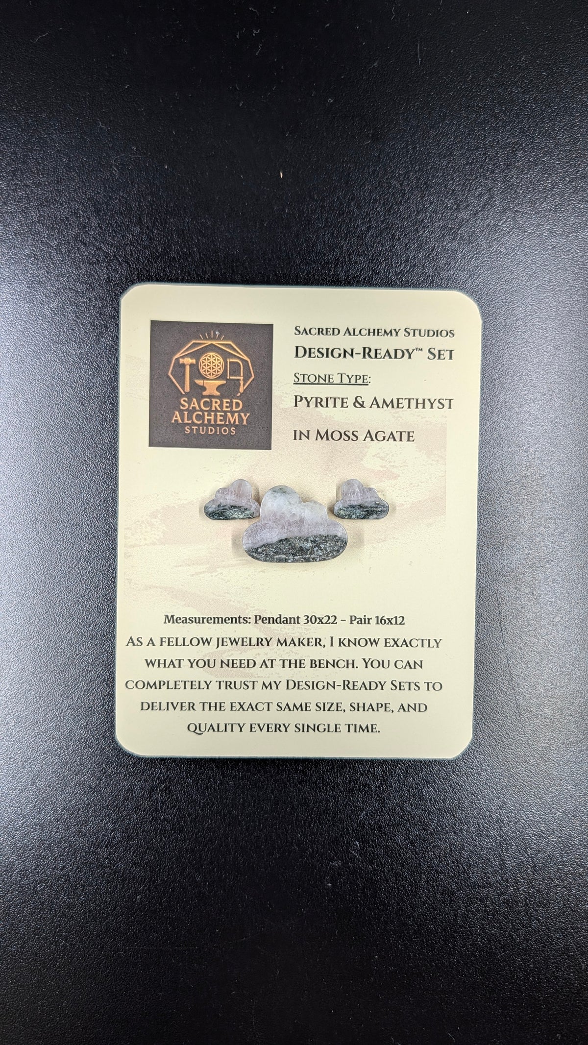 Cloud Shape - Pyrite & Amethyst in Moss Agate - Design-Ready™ Set