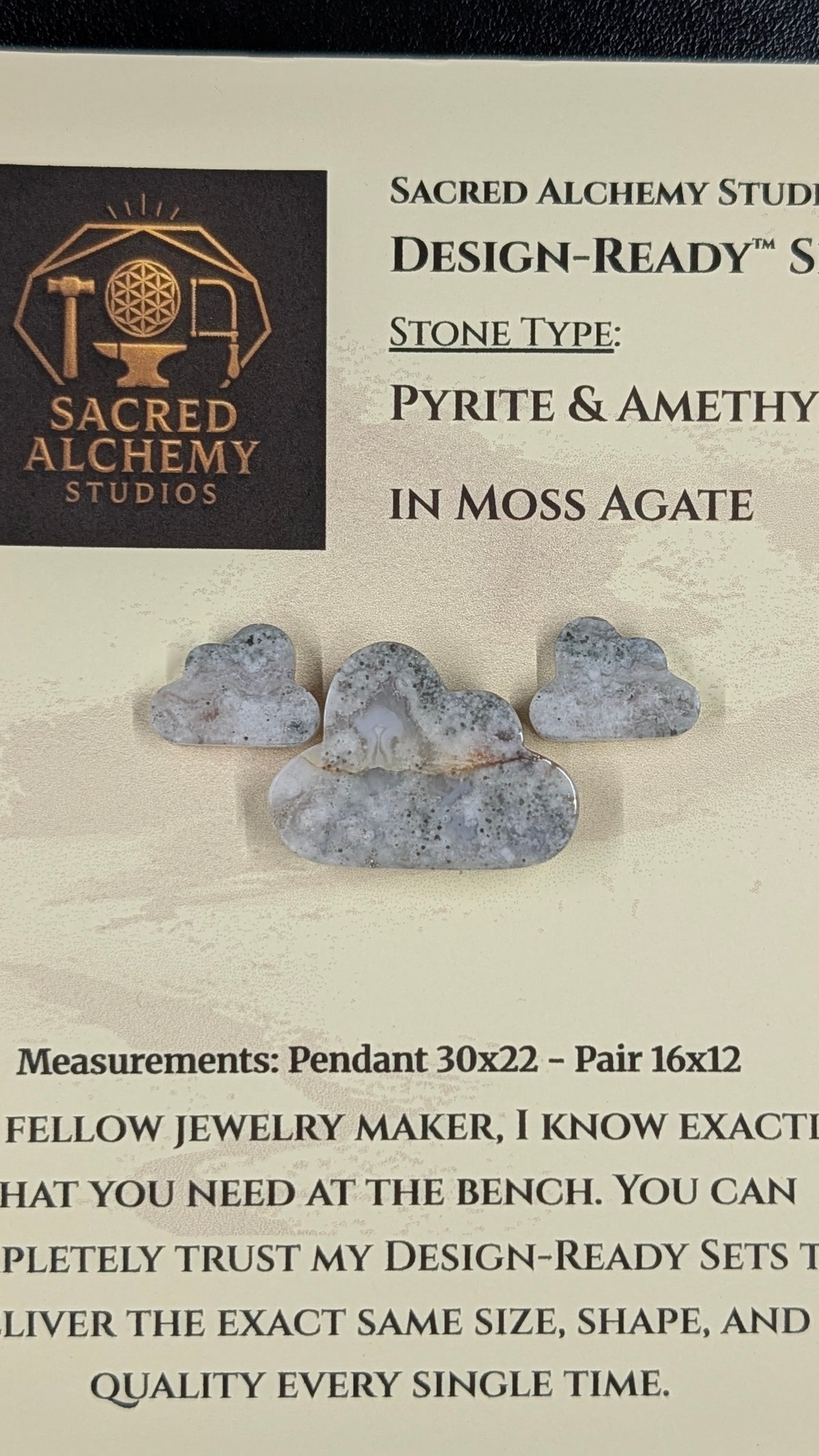 Cloud Shape - Pyrite & Amethyst in Moss Agate - Design-Ready™ Set