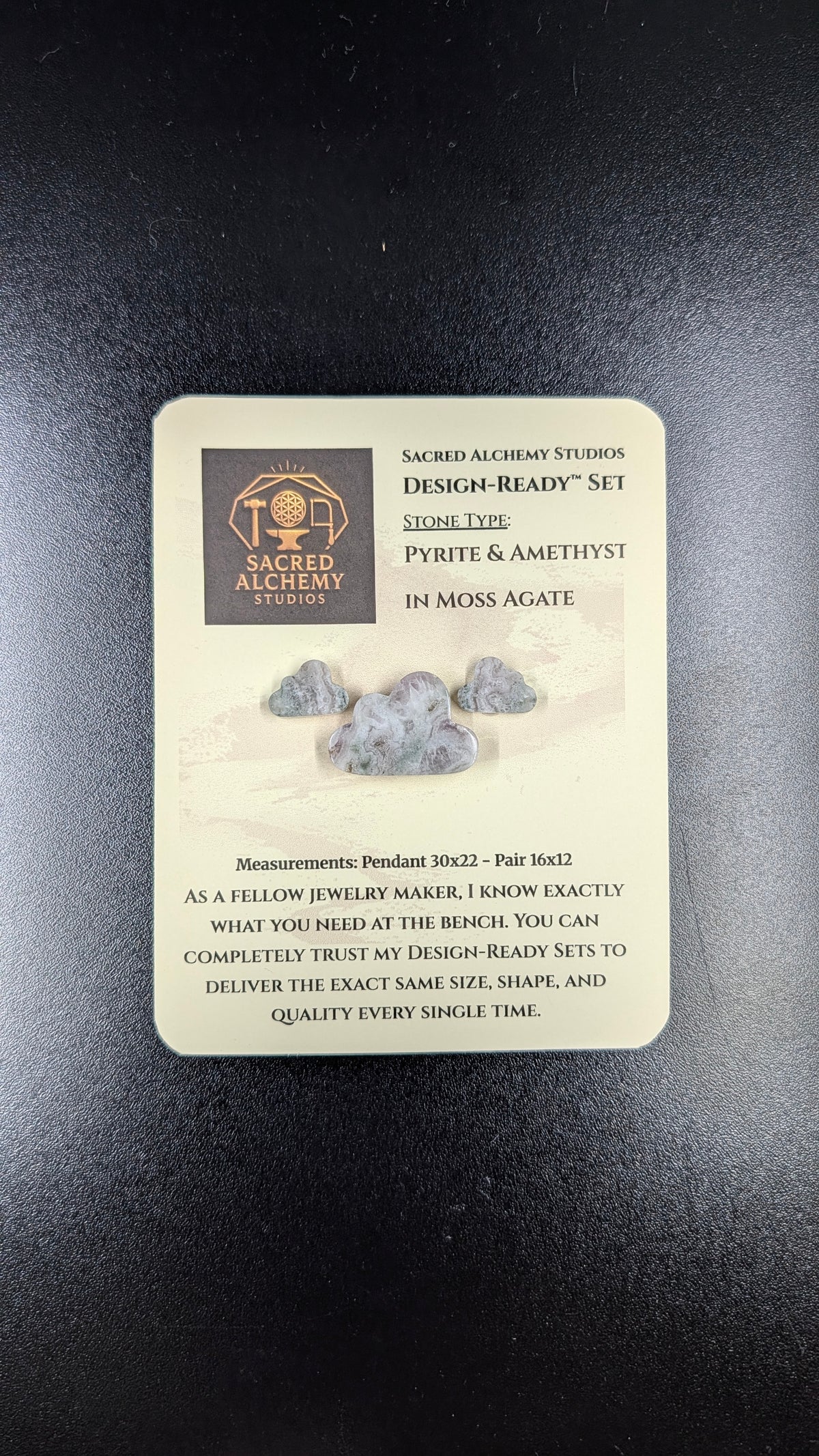 Cloud Shape - Pyrite & Amethyst in Moss Agate - Design-Ready™ Set