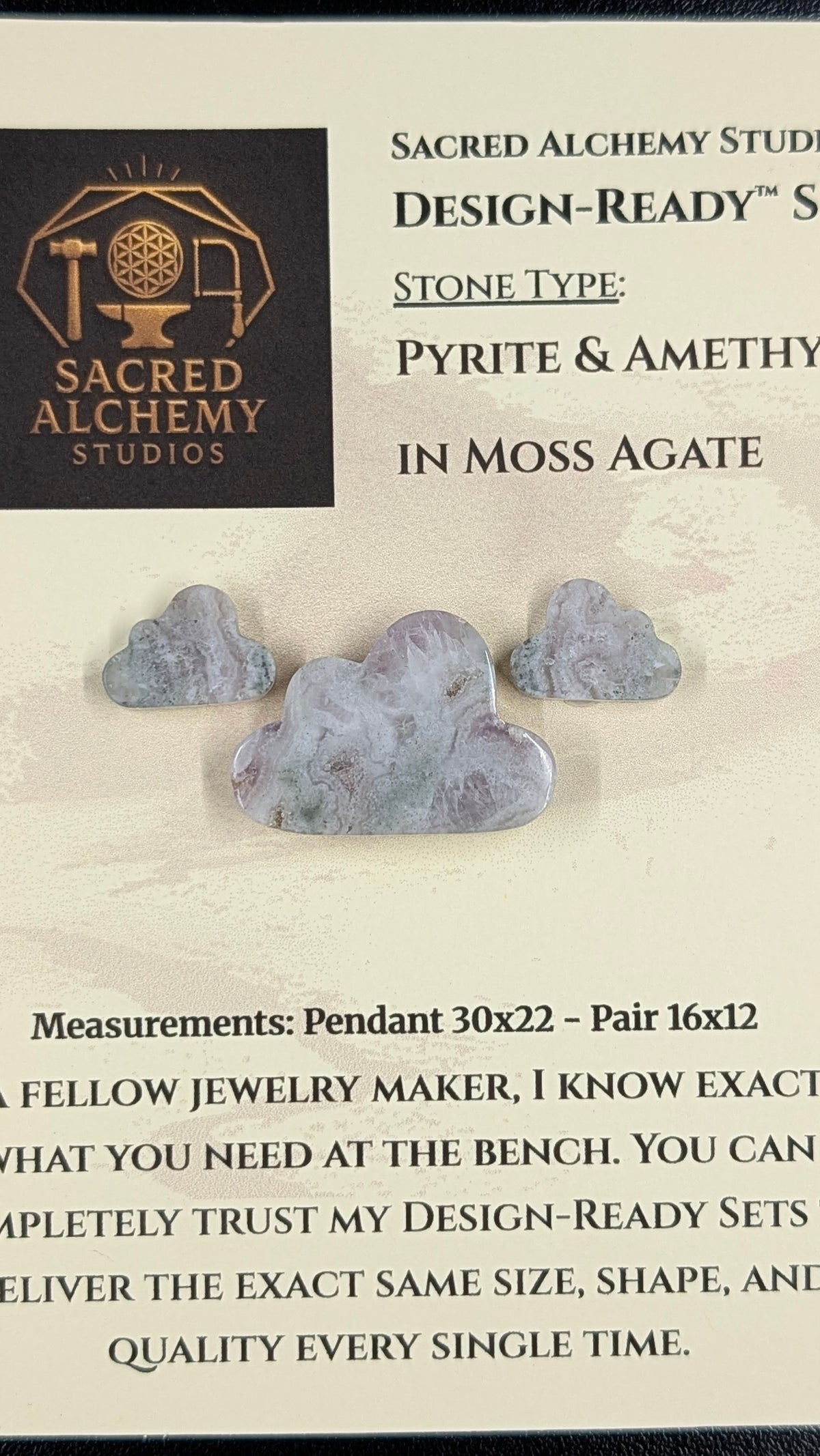 Cloud Shape - Pyrite & Amethyst in Moss Agate - Design-Ready™ Set
