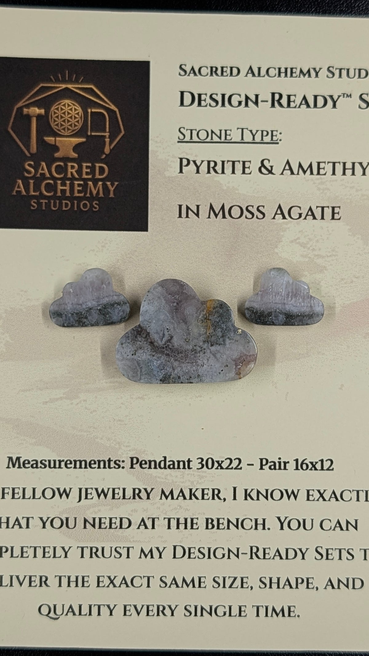 Cloud Shape - Pyrite & Amethyst in Moss Agate - Design-Ready™ Set